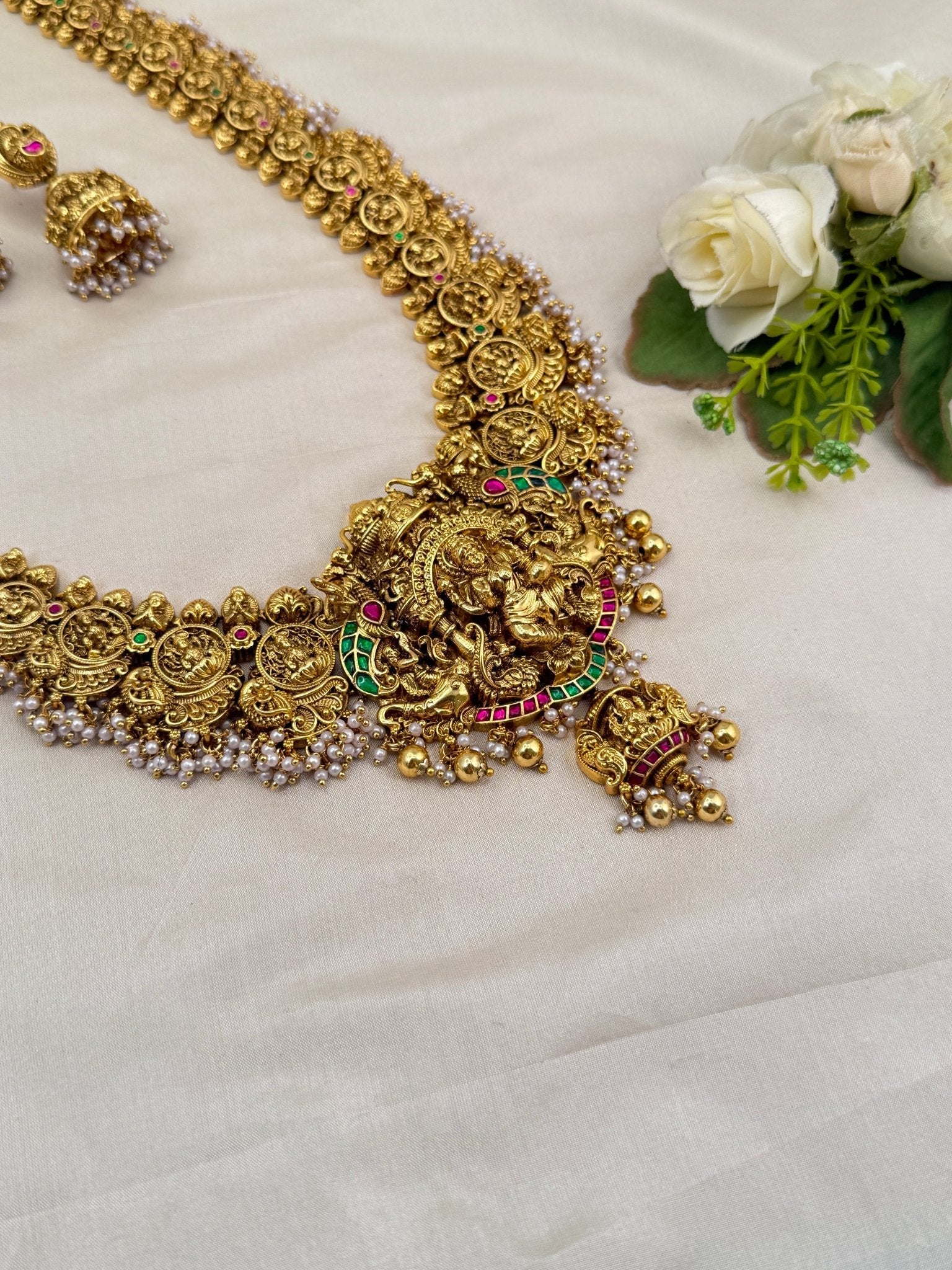 Royal Antique Layer Long Jadau Necklace Set 786 - Mahilas