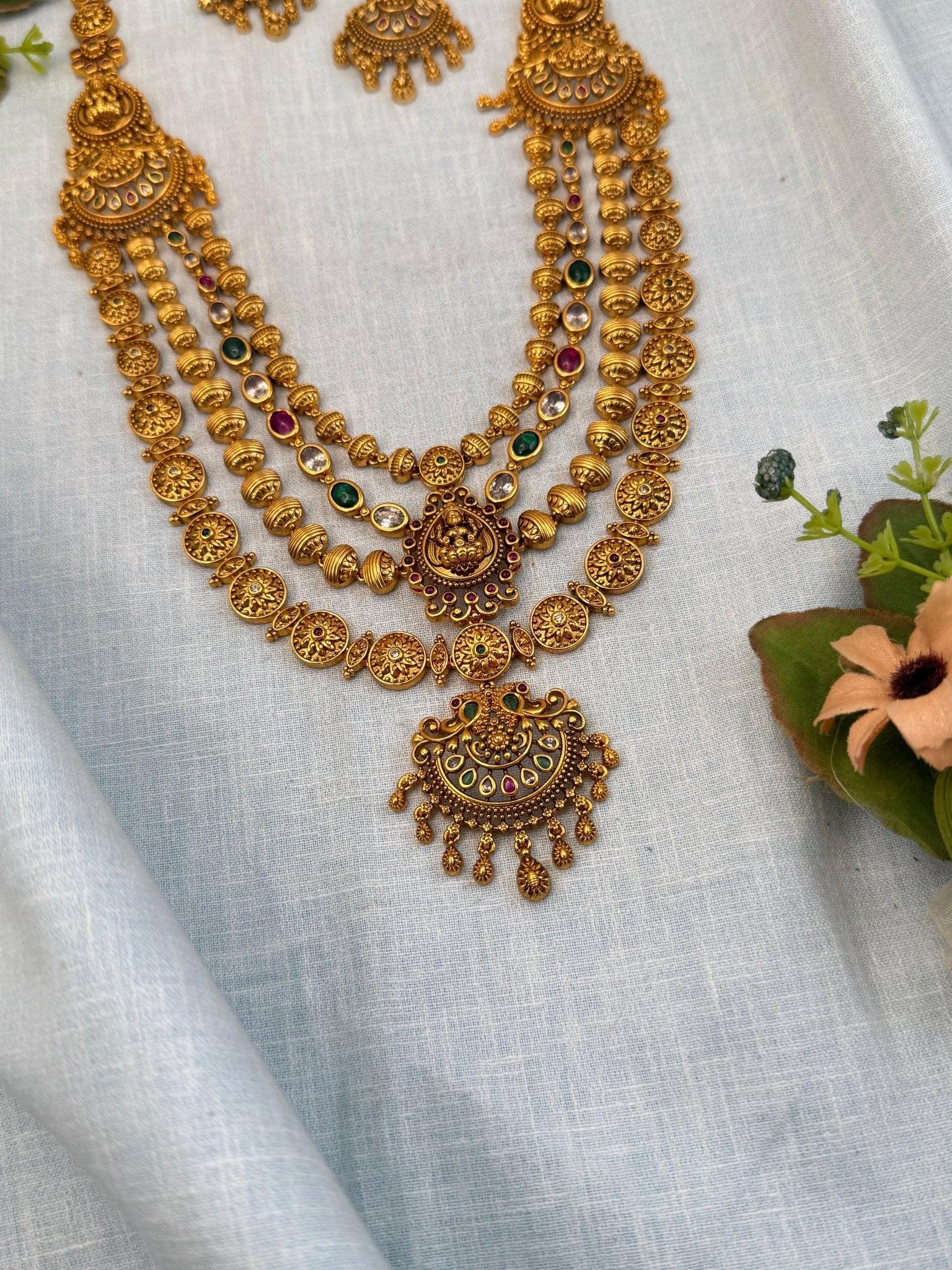 Royal Antique Layer Long Necklace Set 953 - Mahilas