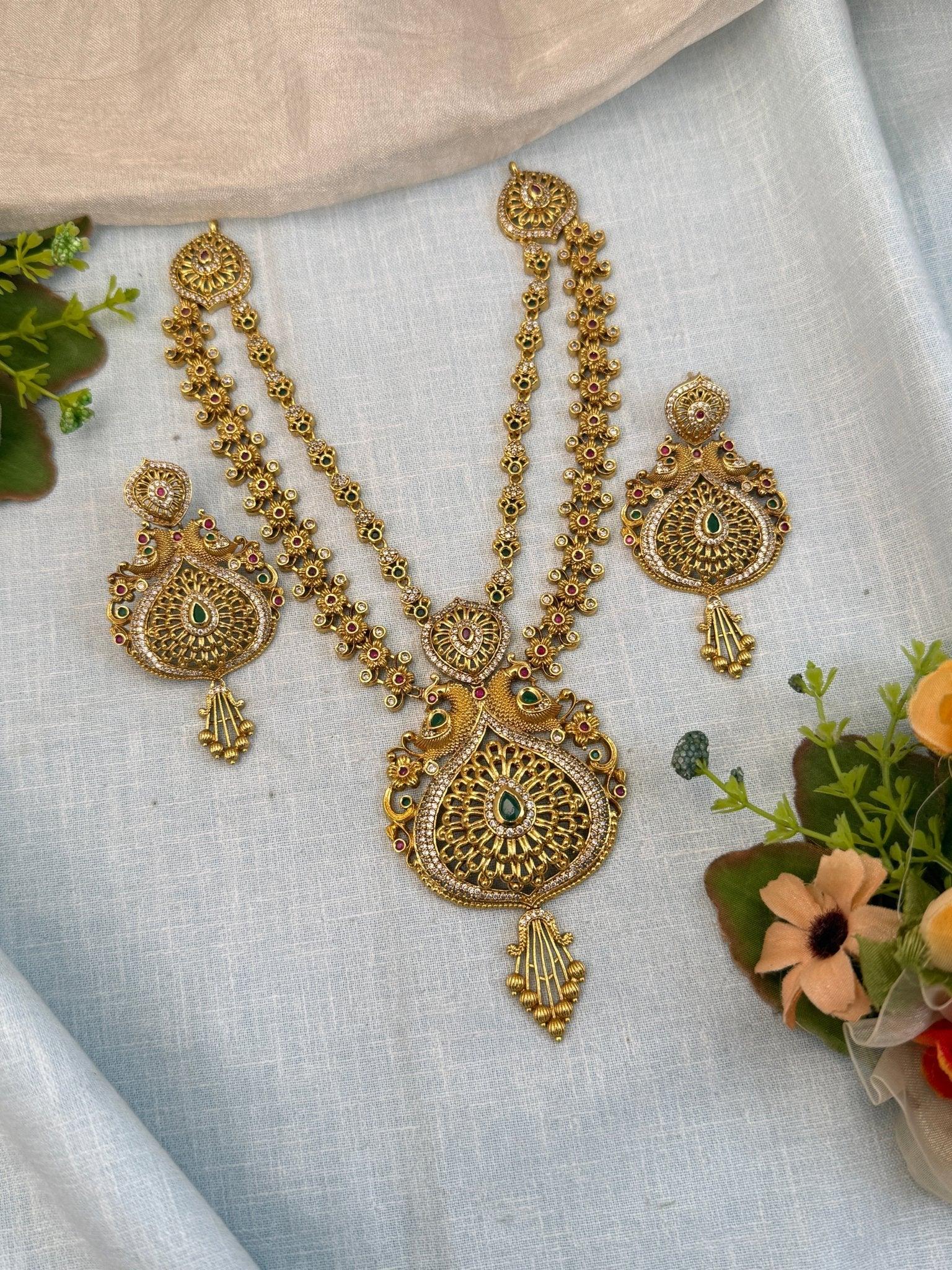 Royal Antique Layer Long Necklace Set 954 - Mahilas