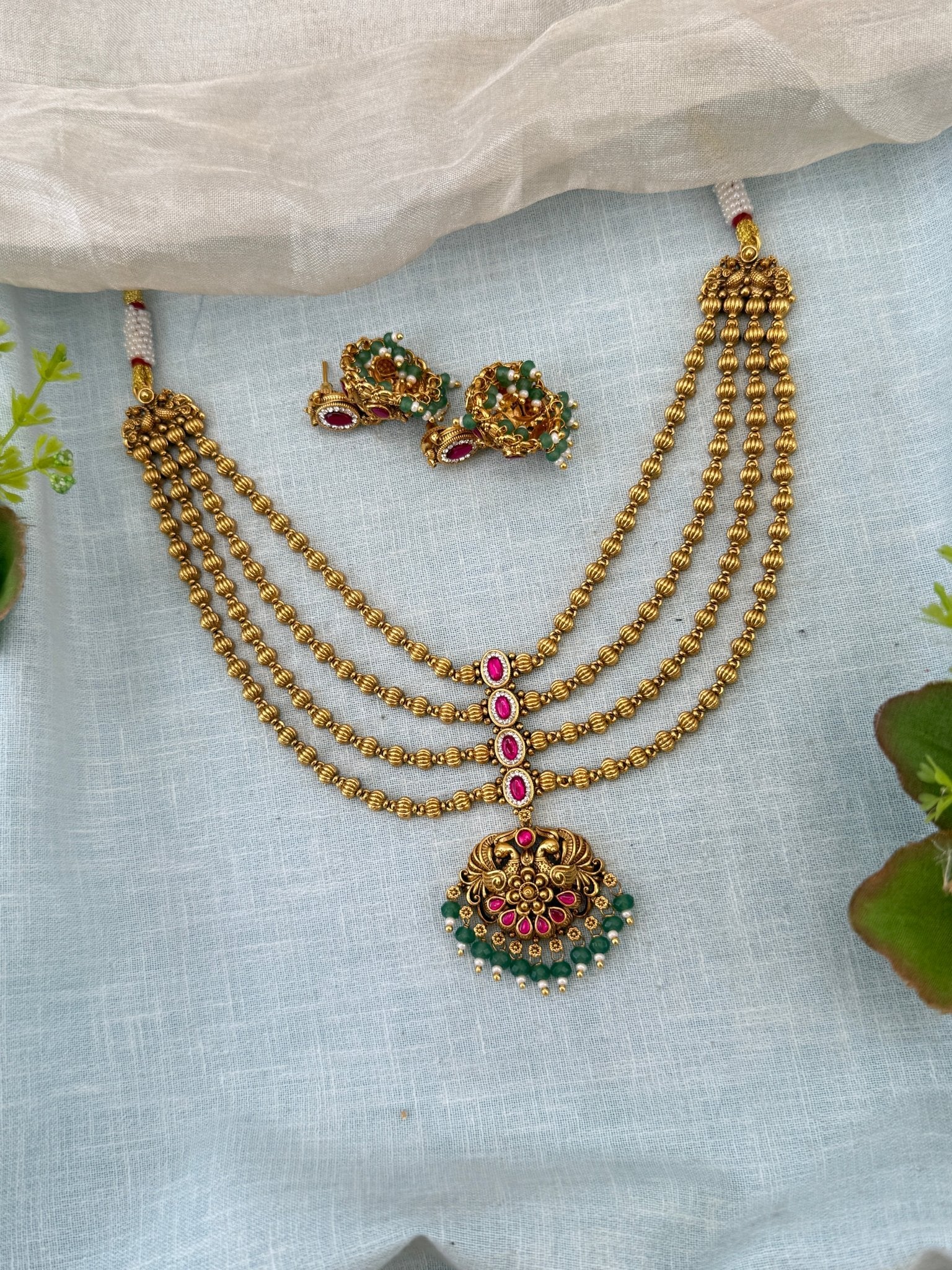Royal Antique Layer Short Necklace Set 1164 - Mahilas