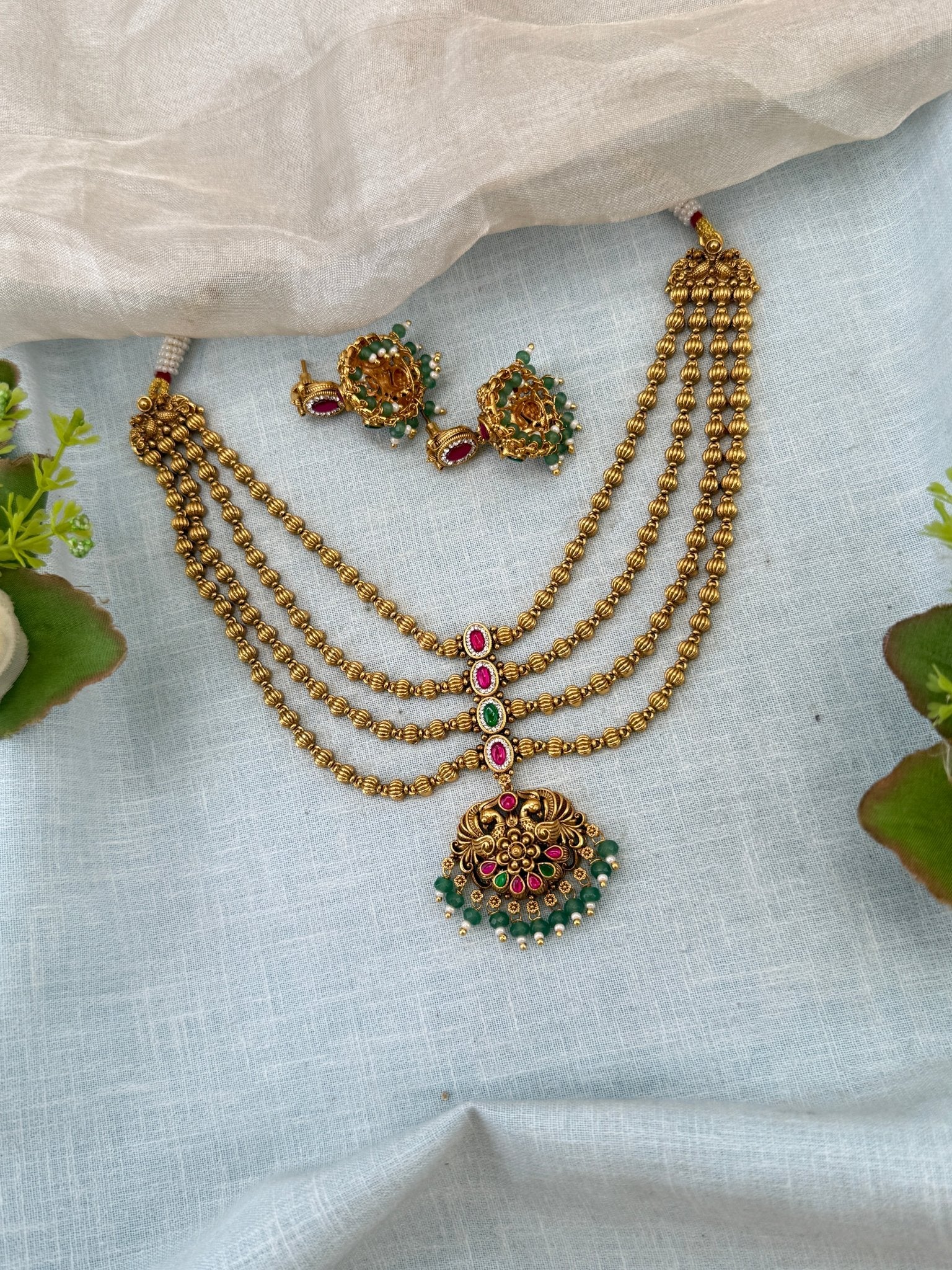Royal Antique Layer Short Necklace Set 1165 - Mahilas