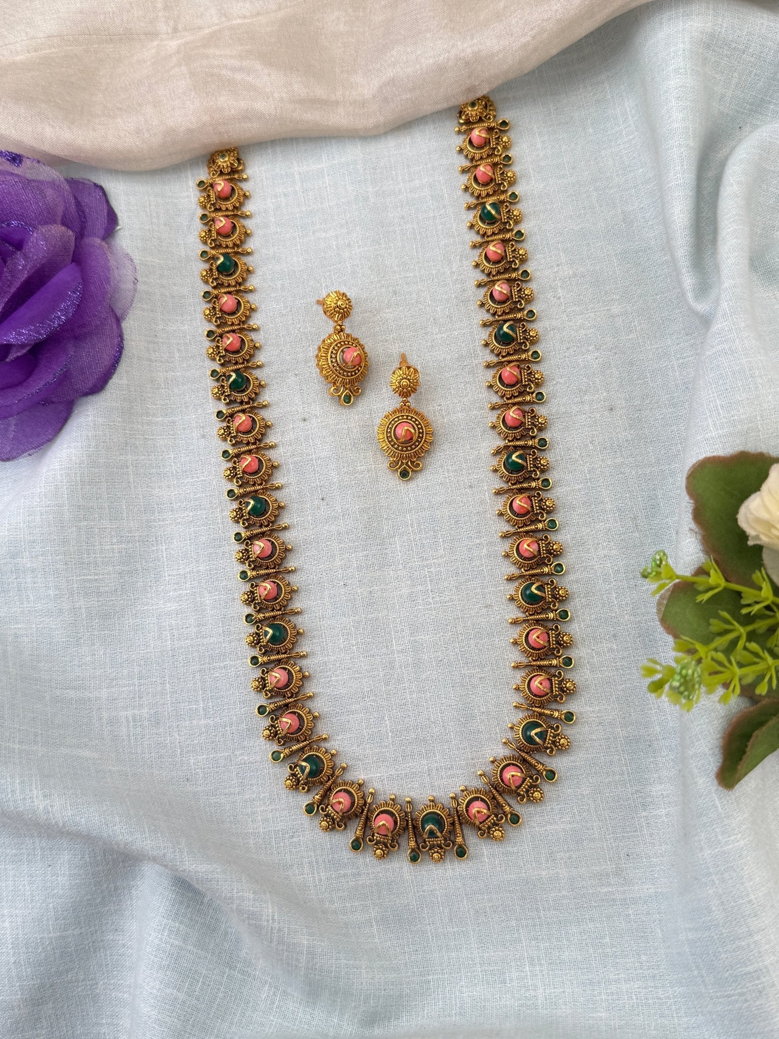 Royal Antique Long Necklace Set 1148 - Mahilas