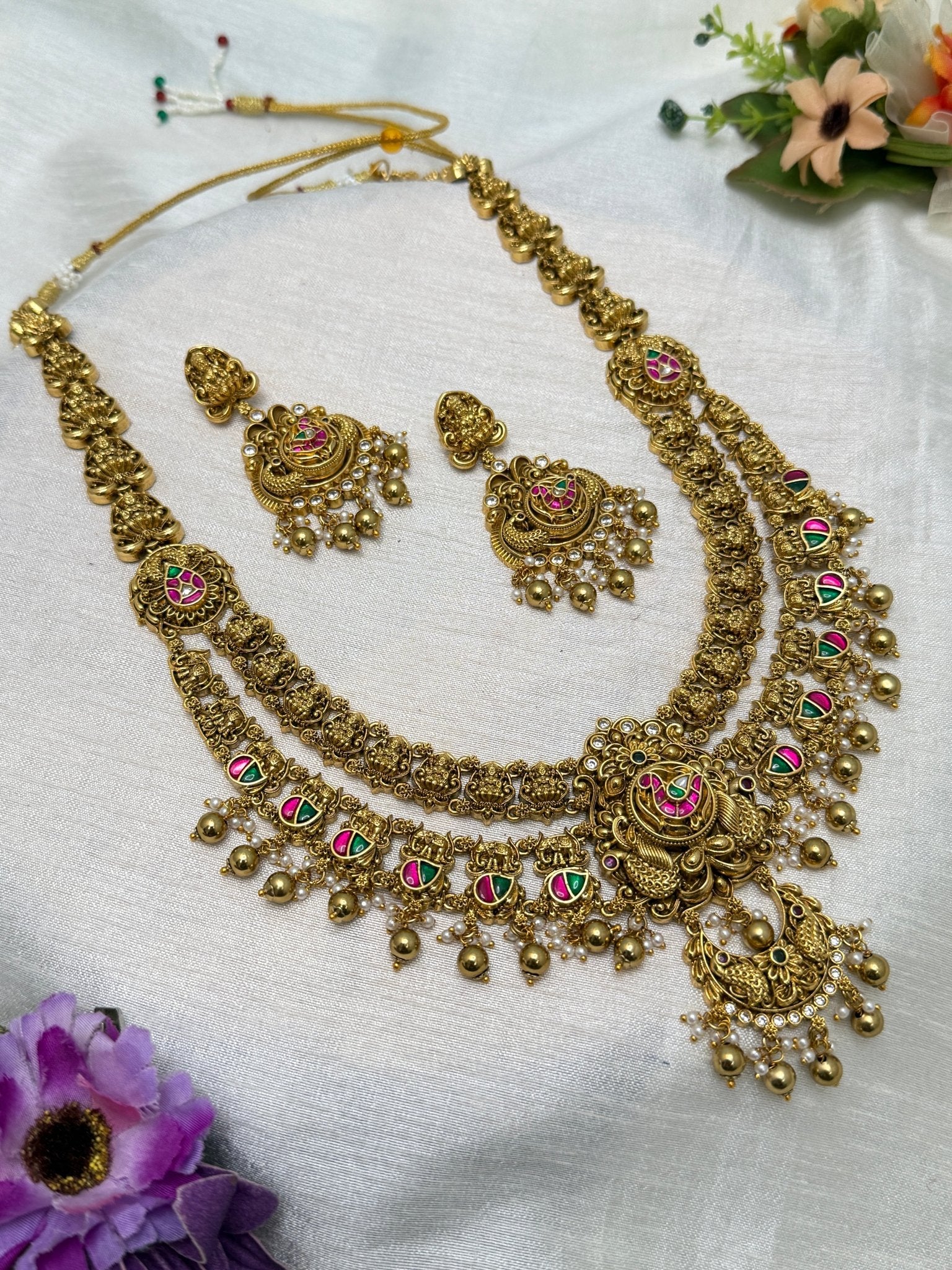 Royal Antique Long Necklace Set 628 - Mahilas