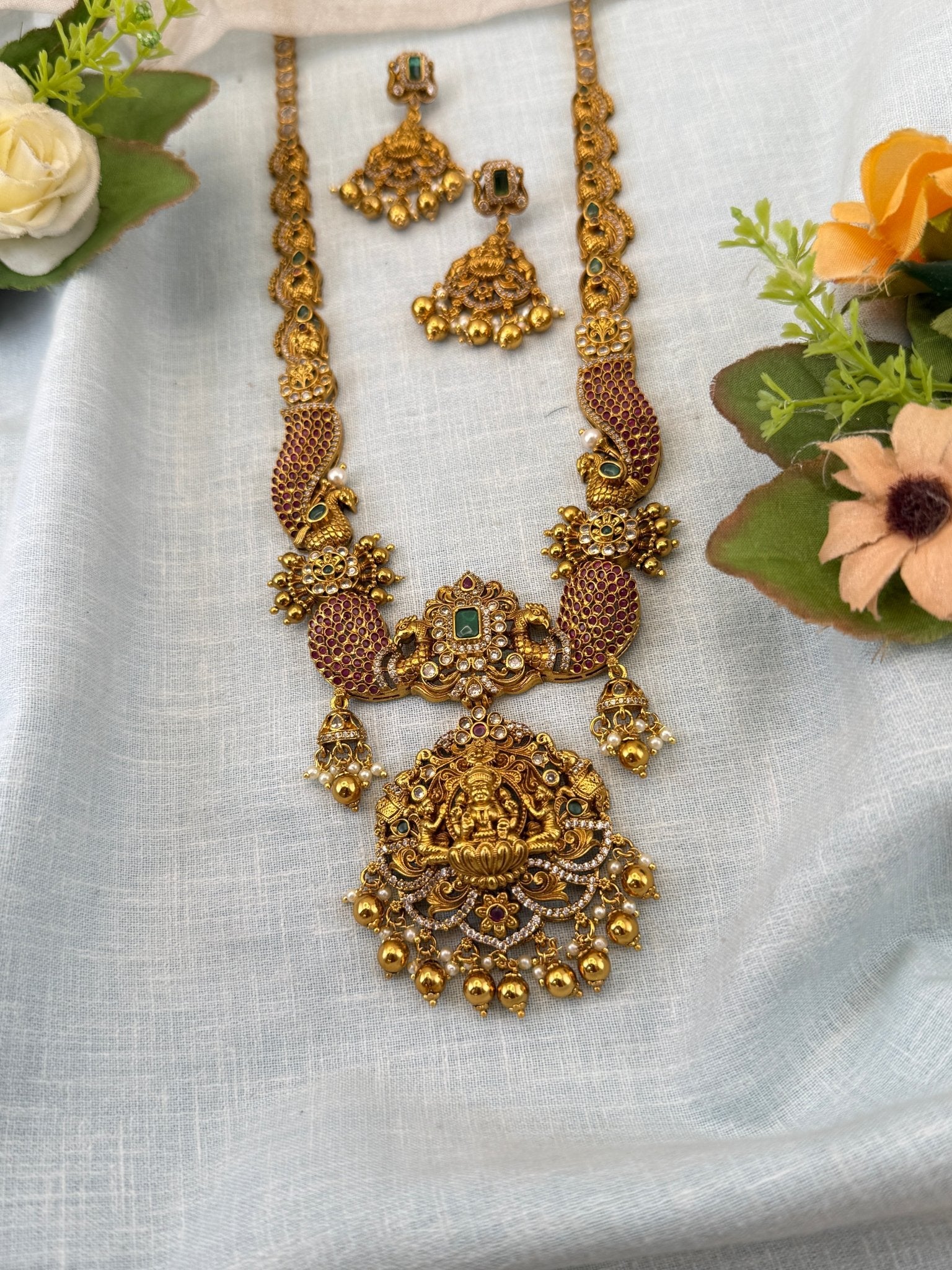 Royal Antique Long Pendant Necklace Set 1141 - Mahilas
