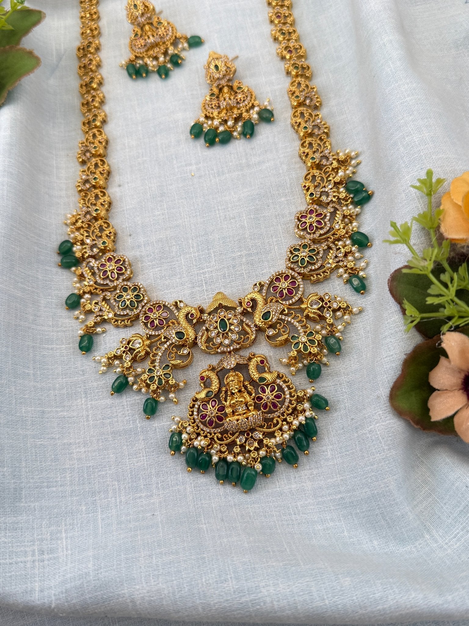 Royal Antique Long Pendant Necklace Set 1142 - Mahilas