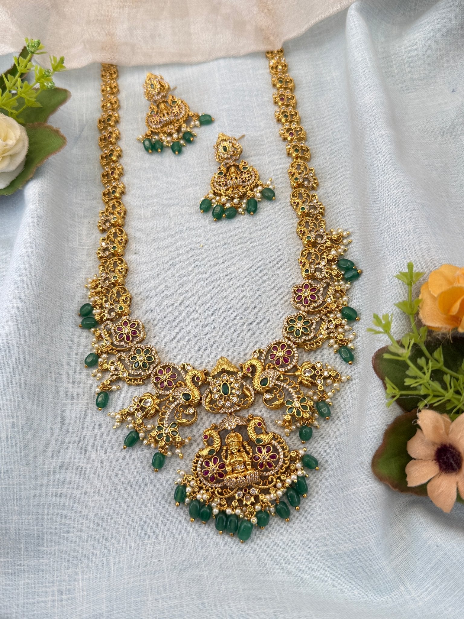 Royal Antique Long Pendant Necklace Set 1142 - Mahilas