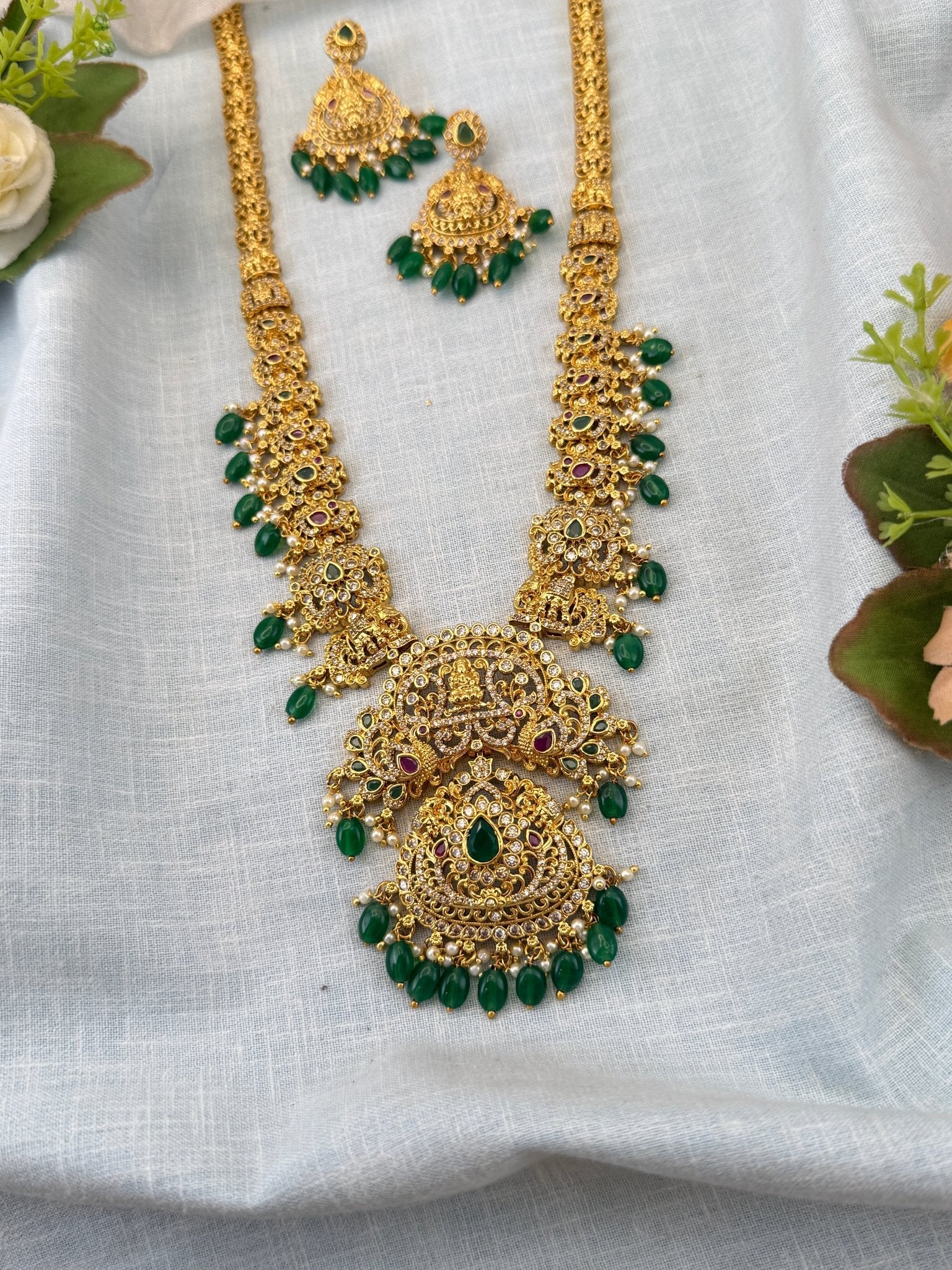Royal Antique Long Pendant Necklace Set 1144 - Mahilas