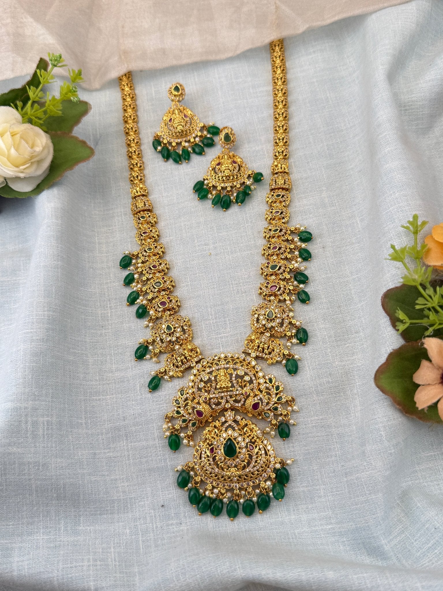 Royal Antique Long Pendant Necklace Set 1144 - Mahilas