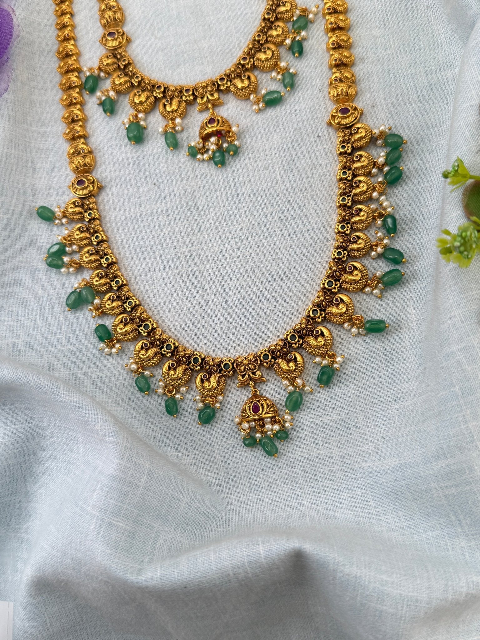 Royal Antique Long Semi Bridal Necklace Set 1145 - Mahilas