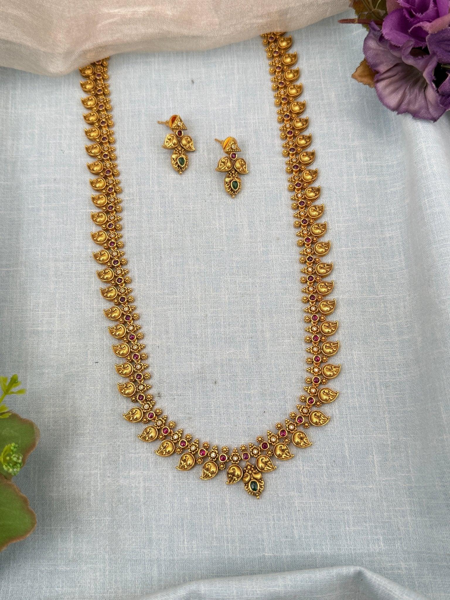 Royal Antique Mango Long Necklace Set 0208 - Mahilas