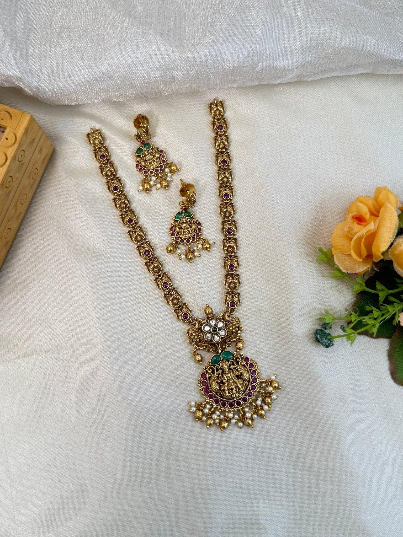 Royal Antique Mid Long Necklace Set 844 - Mahilas