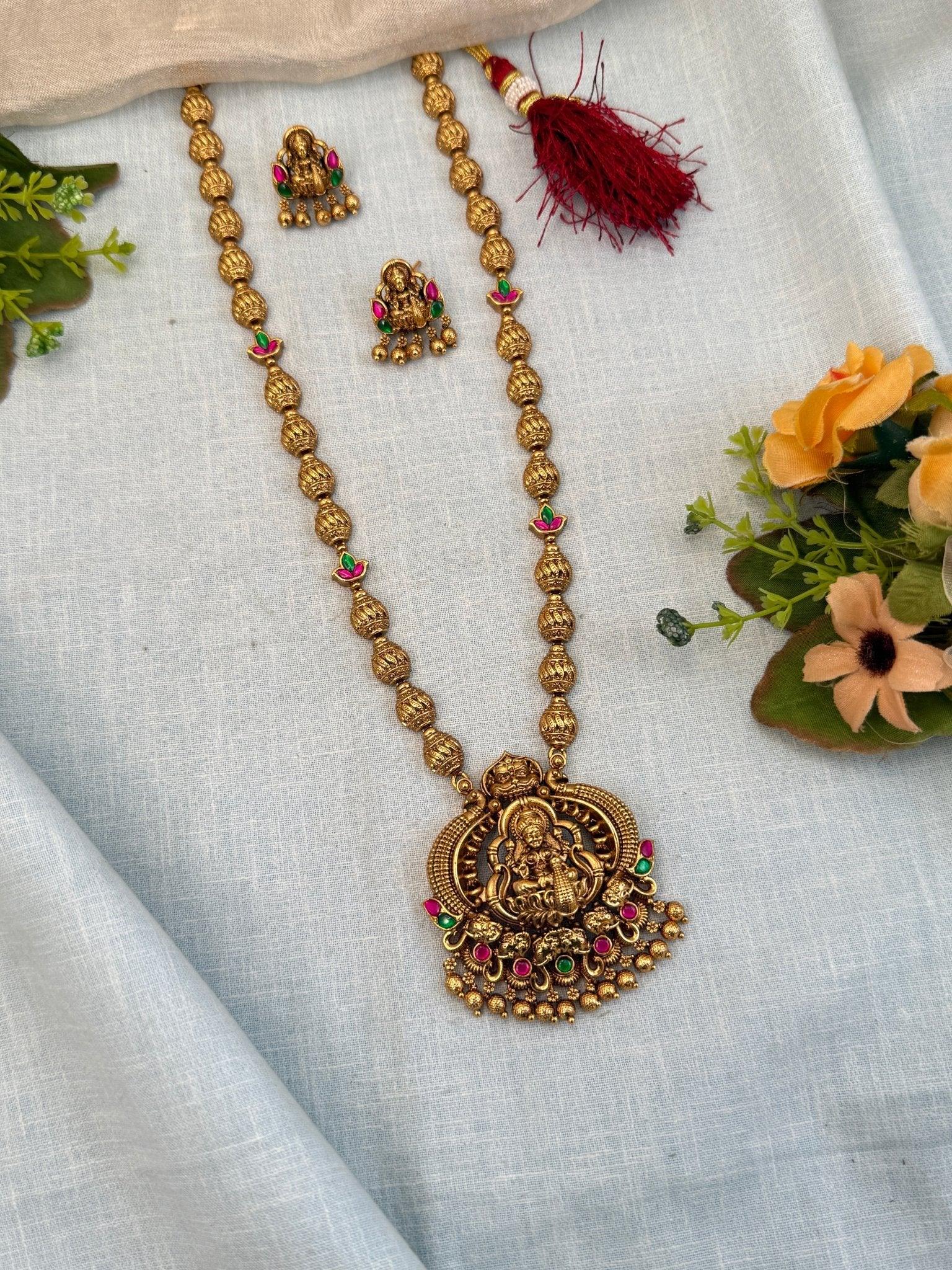 Royal Antique Mid Long Necklace Set 956 - Mahilas