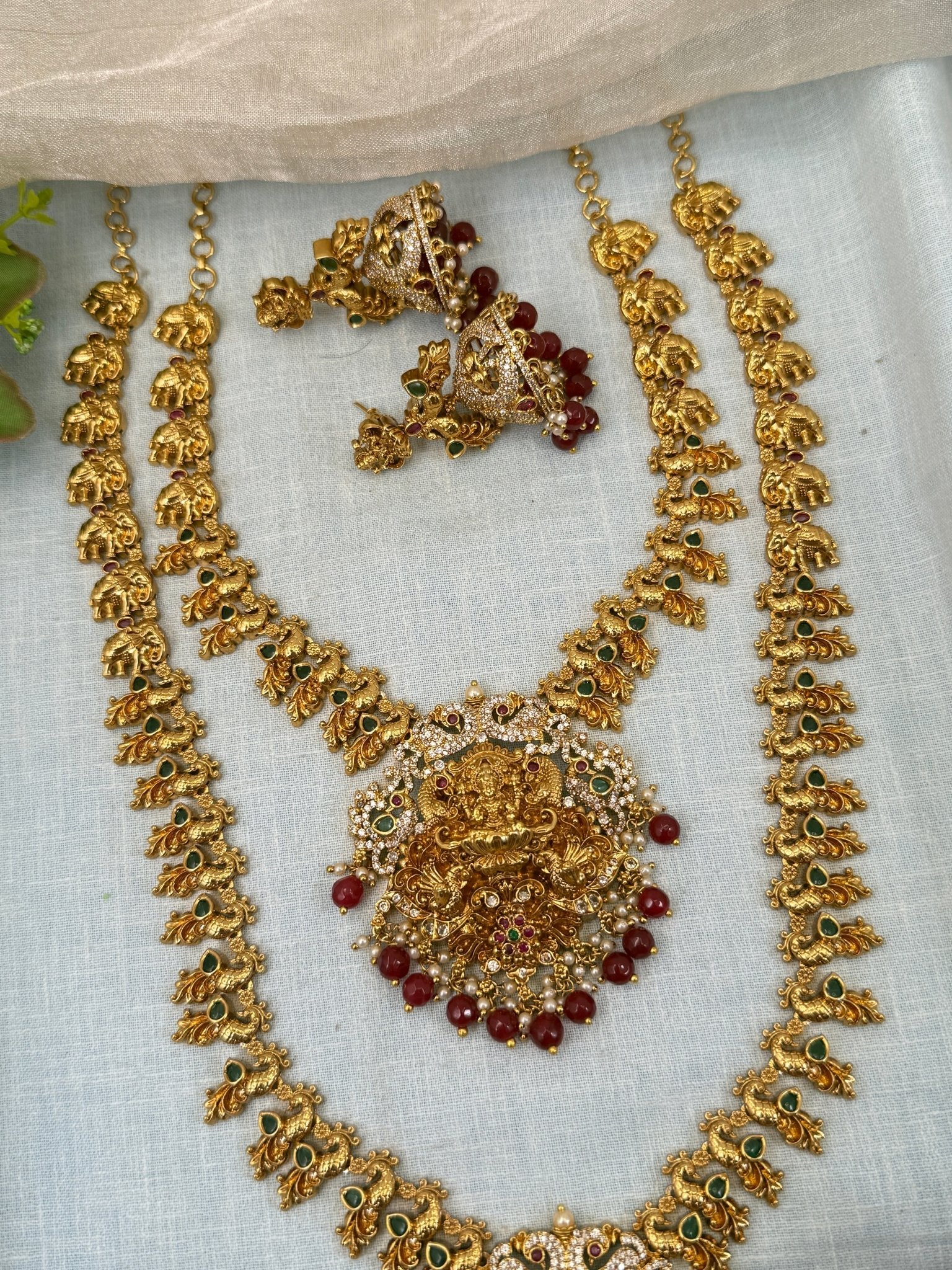 Royal Antique Peacock Bridal Necklace Set 0412 - Mahilas