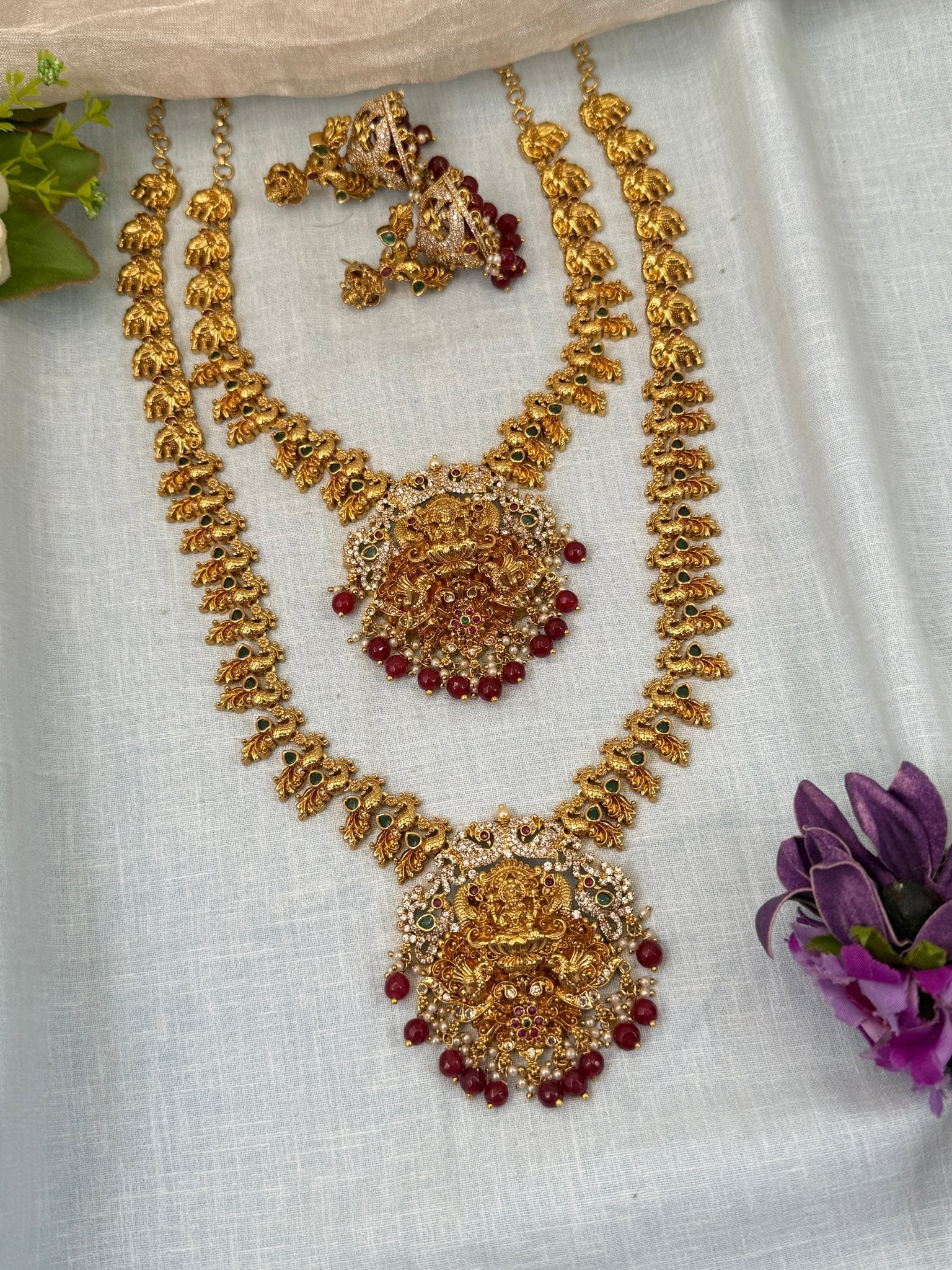 Royal Antique Peacock Bridal Necklace Set 0412 - Mahilas