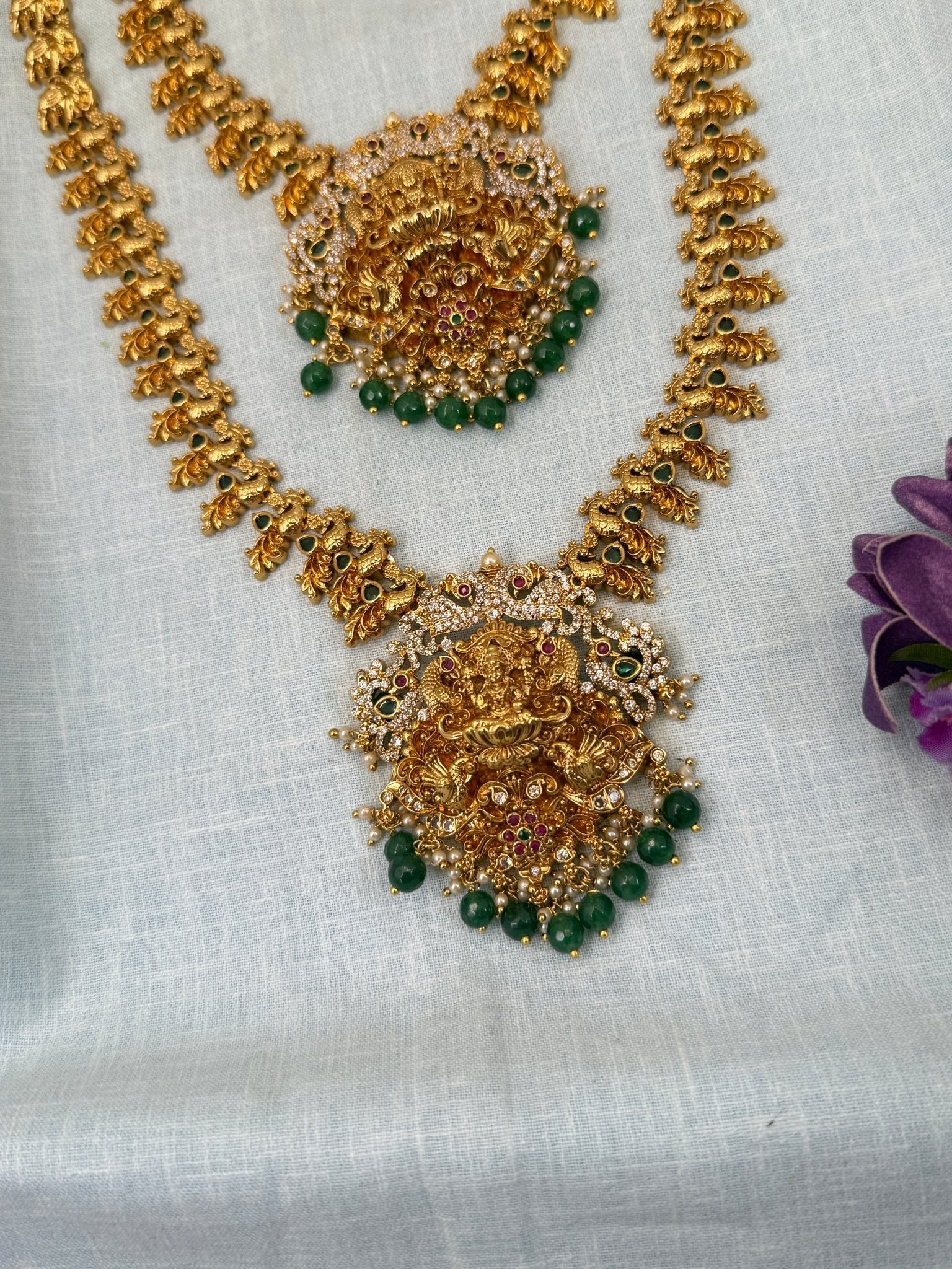 Royal Antique Peacock Bridal Necklace Set 0413 - Mahilas