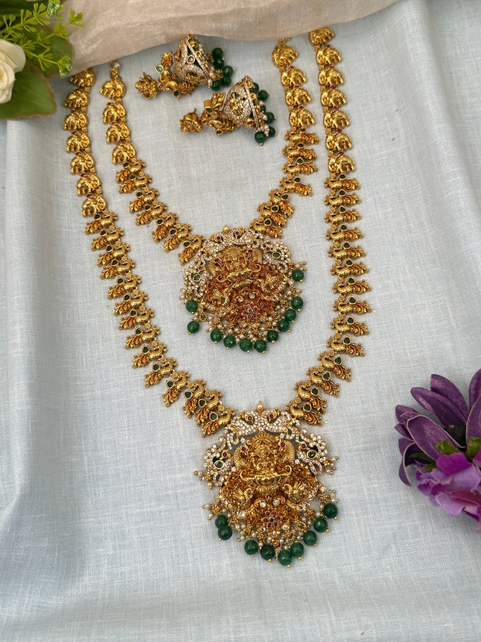 Royal Antique Peacock Bridal Necklace Set 0413 - Mahilas