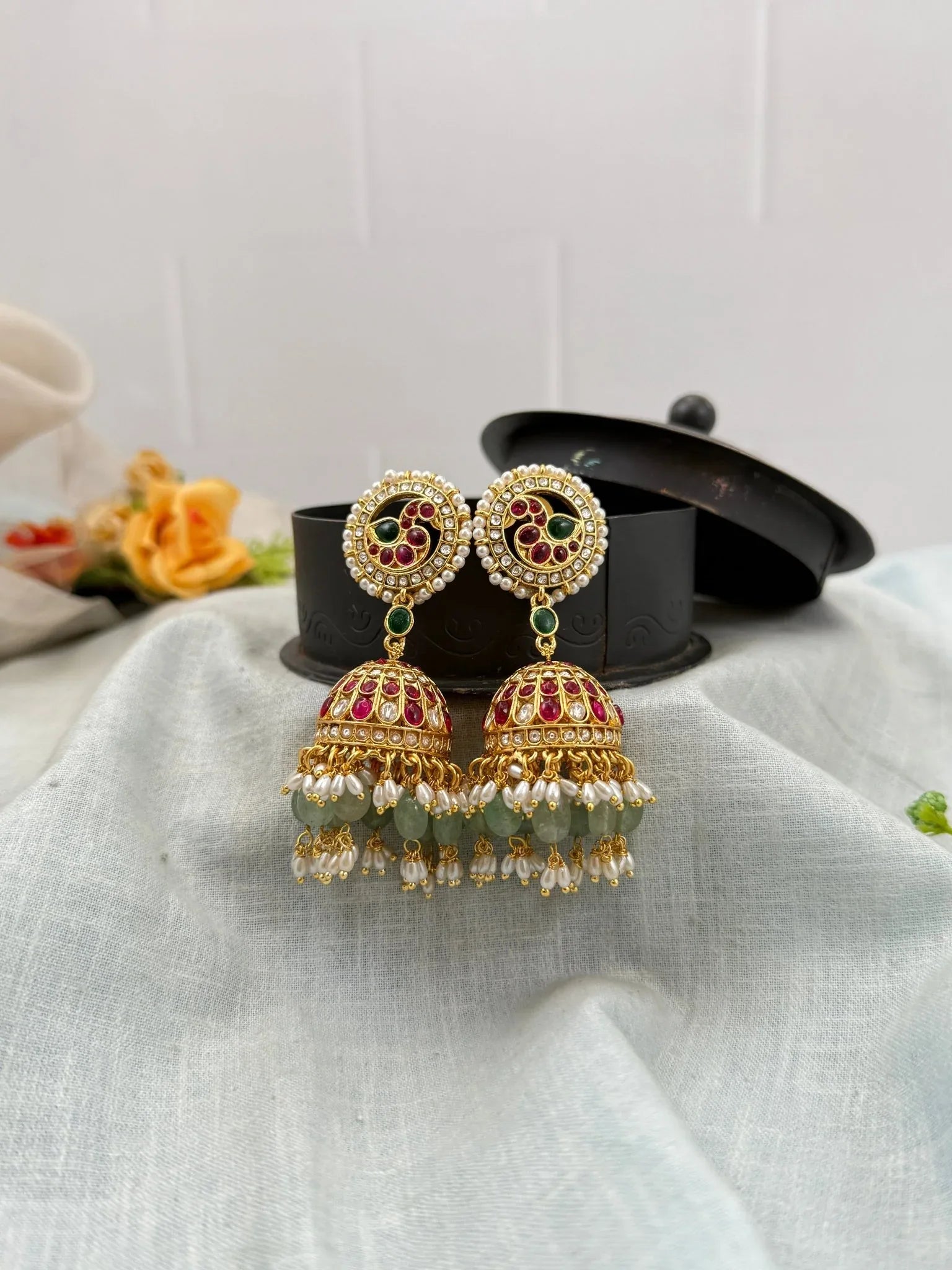 Royal Antique Peacock Jhumka 0757 - Mahilas