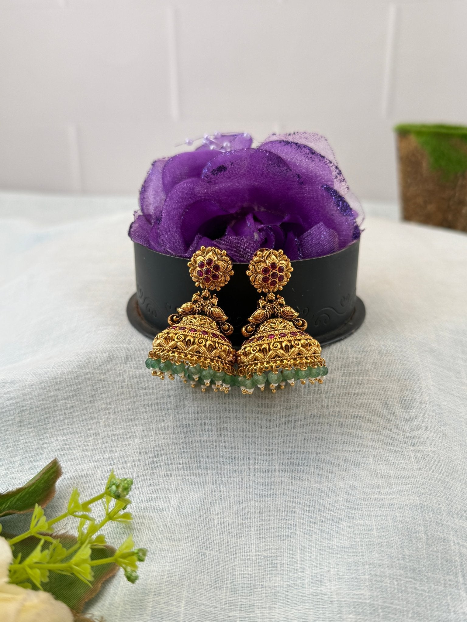 Royal Antique Peacock Jhumka Earrings 1150 - Mahilas