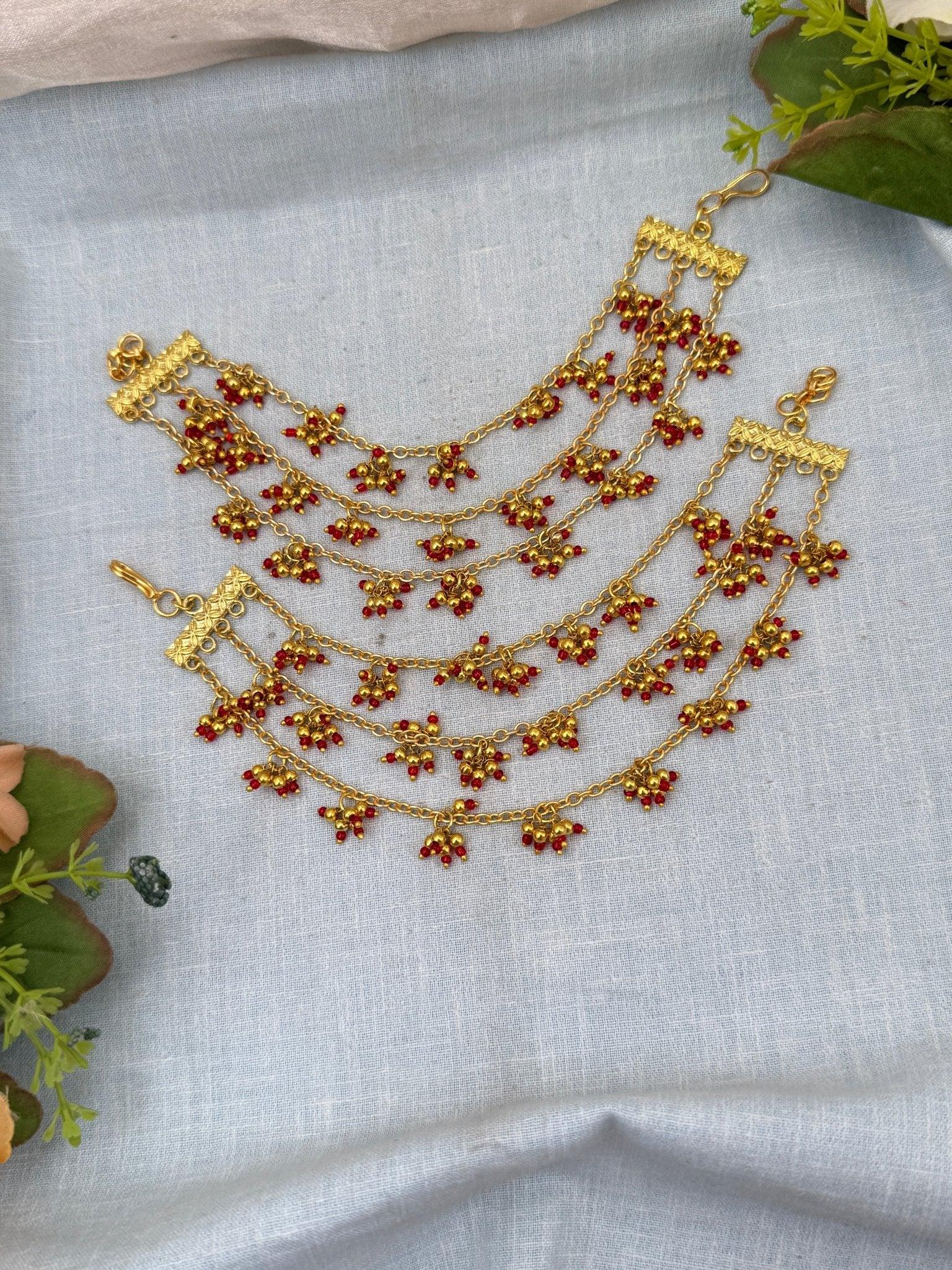 Royal Antique Pearl Beads Maatal Earchain 316 - Mahilas