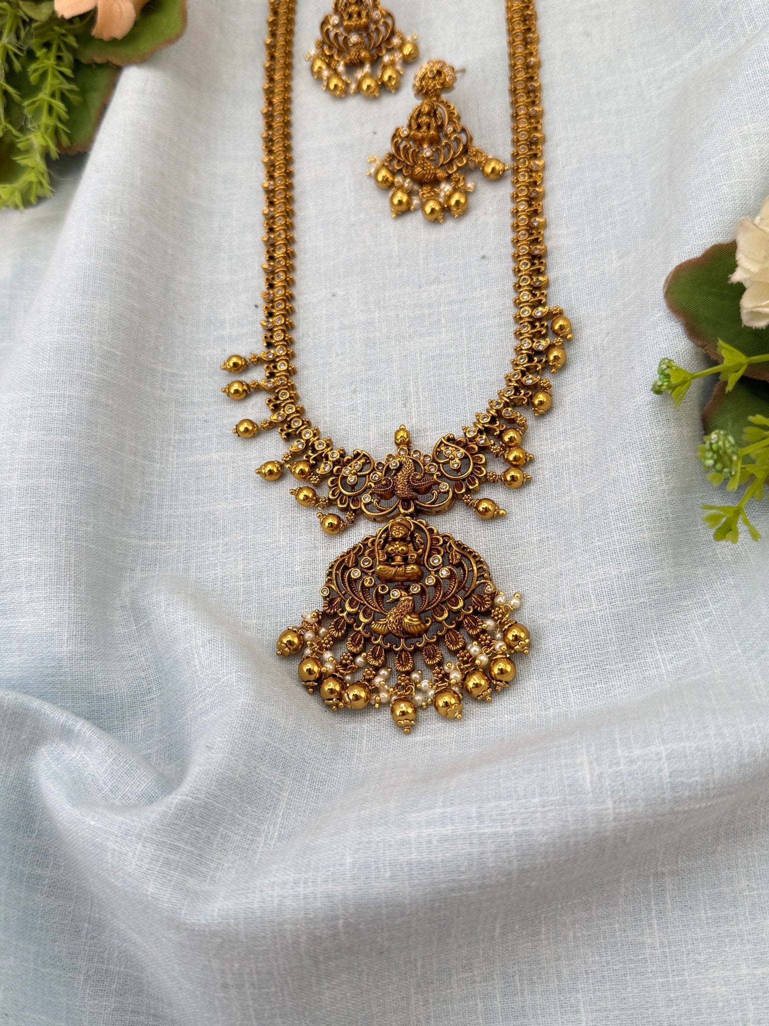 Royal Antique Pendant Long Necklace Set 0947 - Mahilas