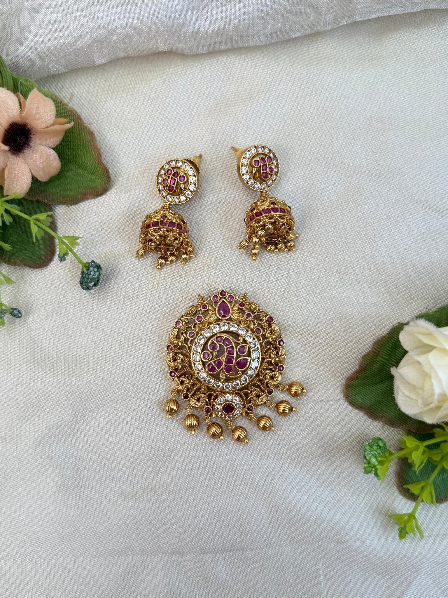 Royal Antique Pendant With Earrings 178 - Mahilas