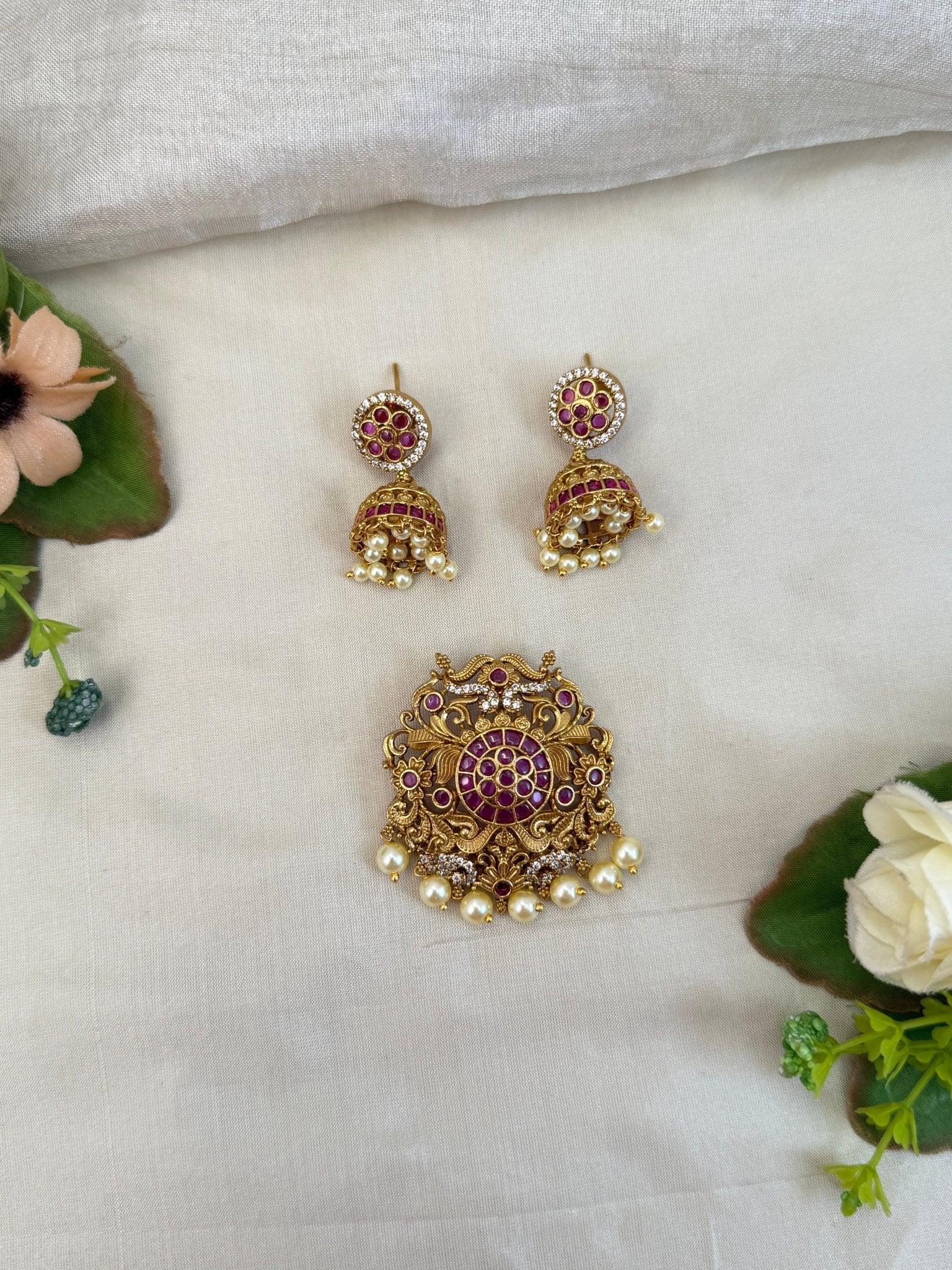 Royal Antique Pendant With Earrings 191 - Mahilas