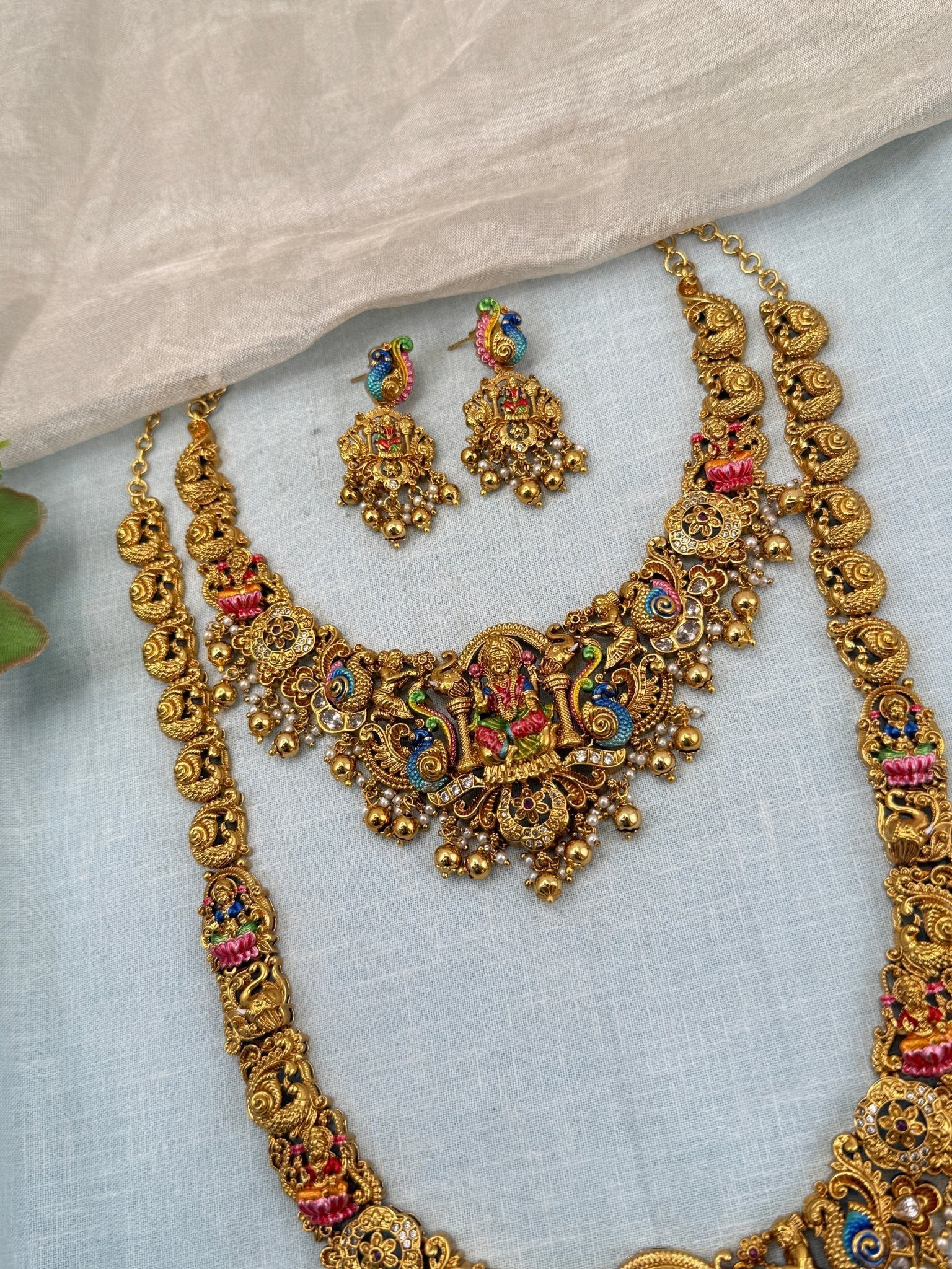 Royal Antique Semi - Bridal Necklace Set 0726 - Mahilas