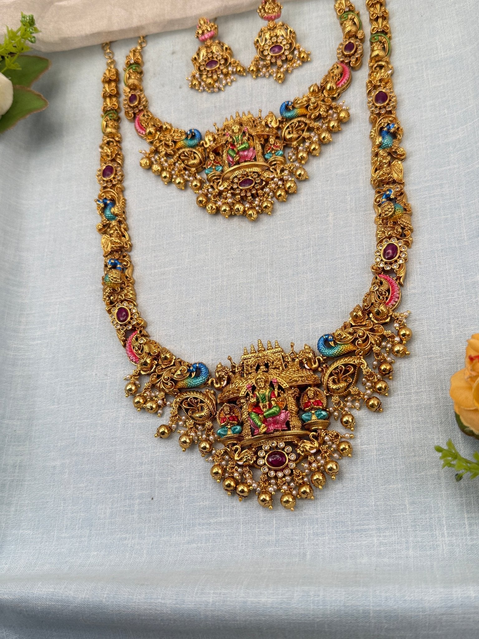 Royal Antique Semi - Bridal Necklace Set 0727 - Mahilas