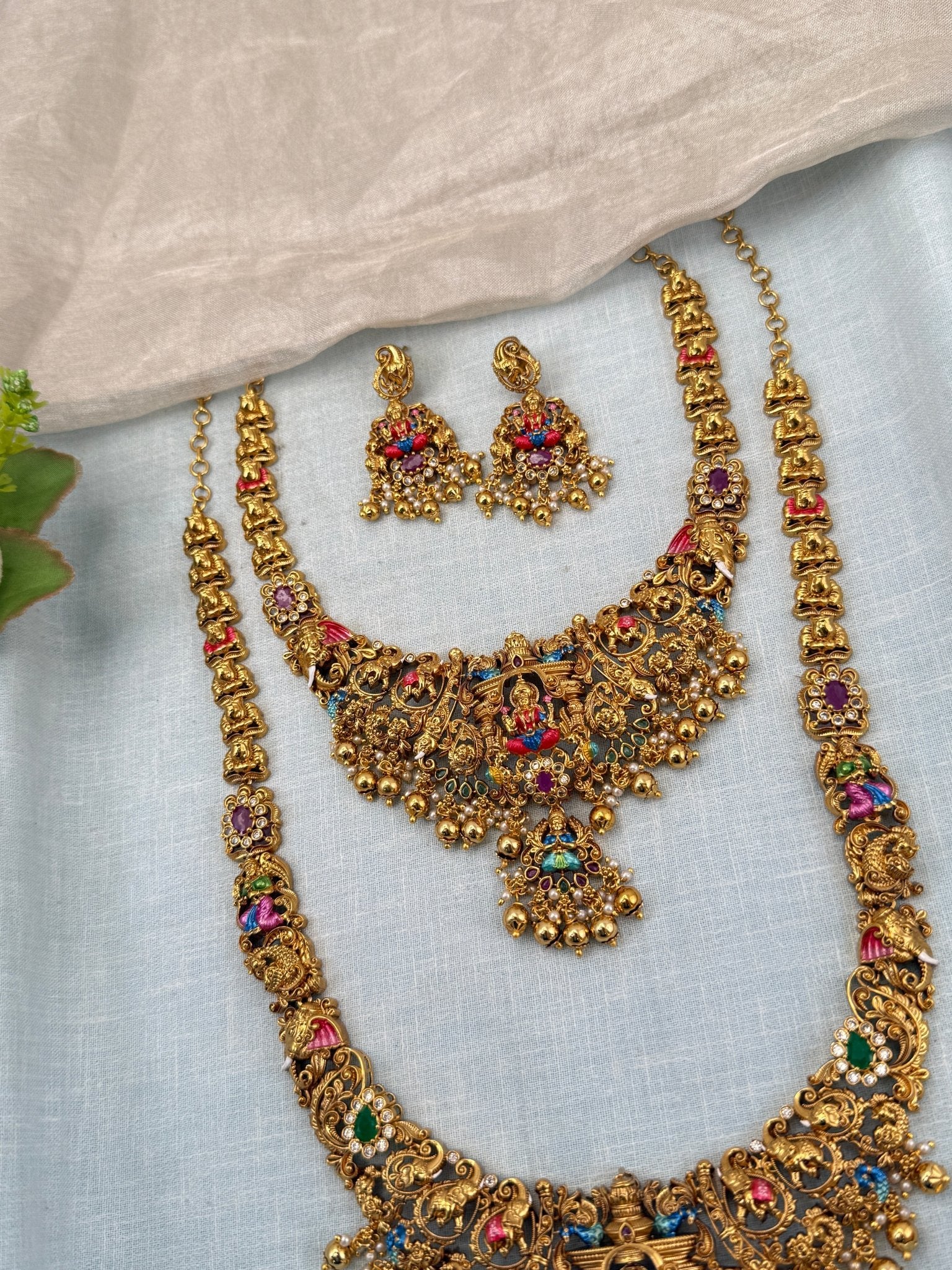 Royal Antique Semi - Bridal Necklace Set 0731 - Mahilas