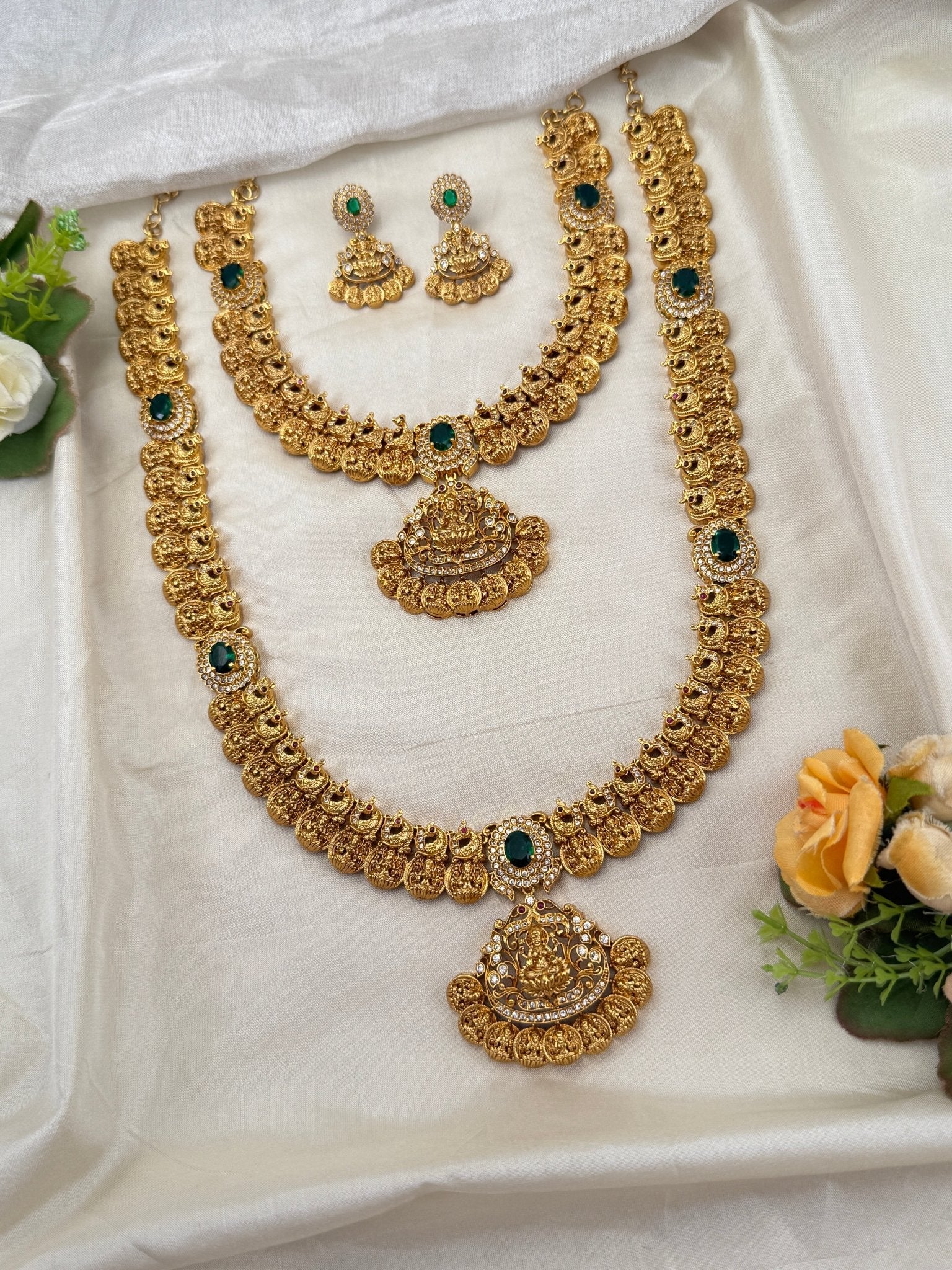 Royal Antique Semi - Bridal Necklace Set 0755 - Mahilas