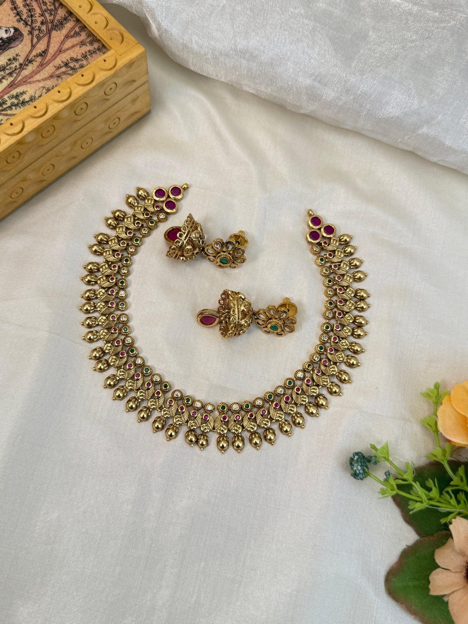 Royal Antique Short Mango Necklace Set 845 - Mahilas