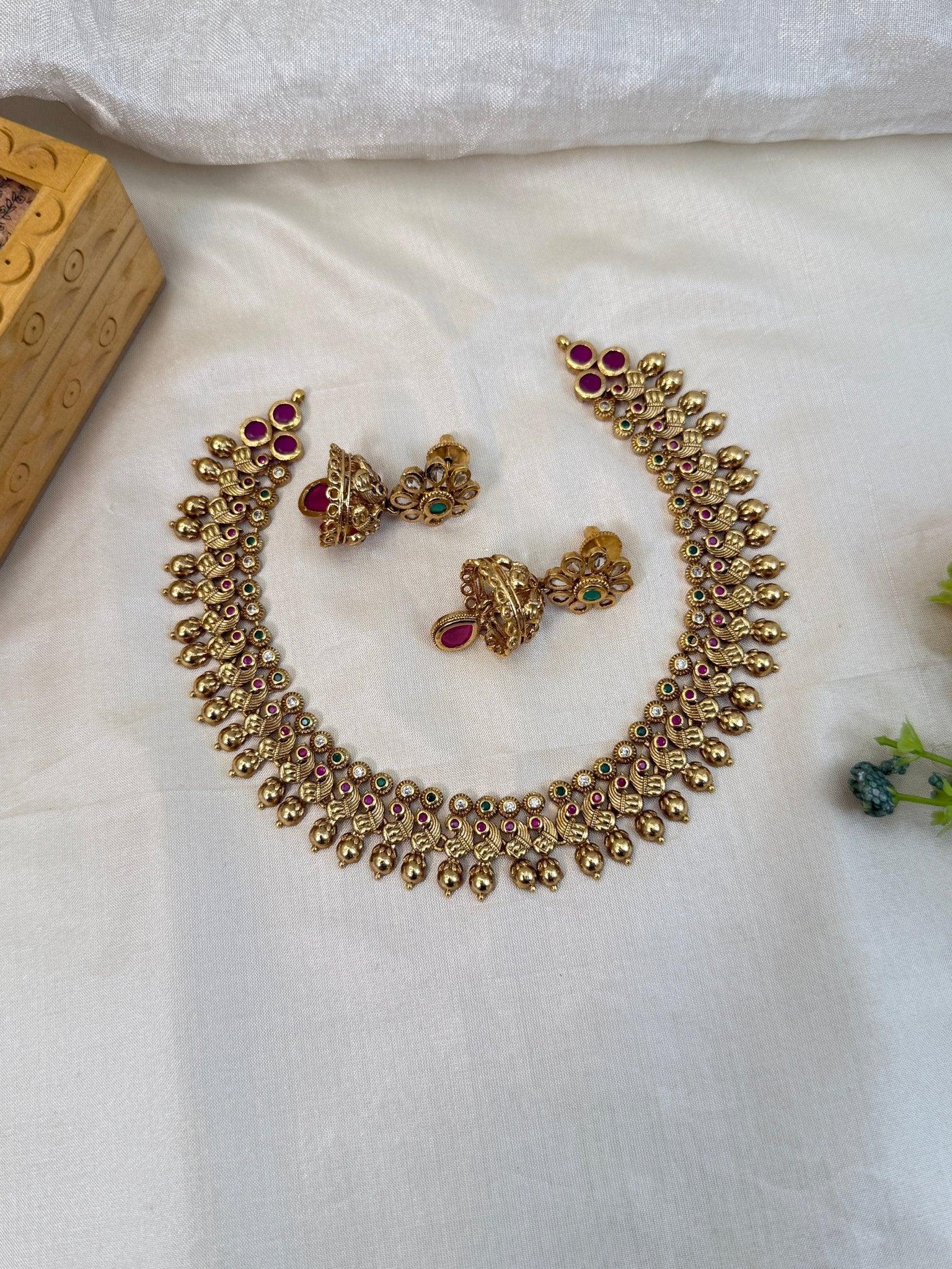 Royal Antique Short Mango Necklace Set 845 - Mahilas