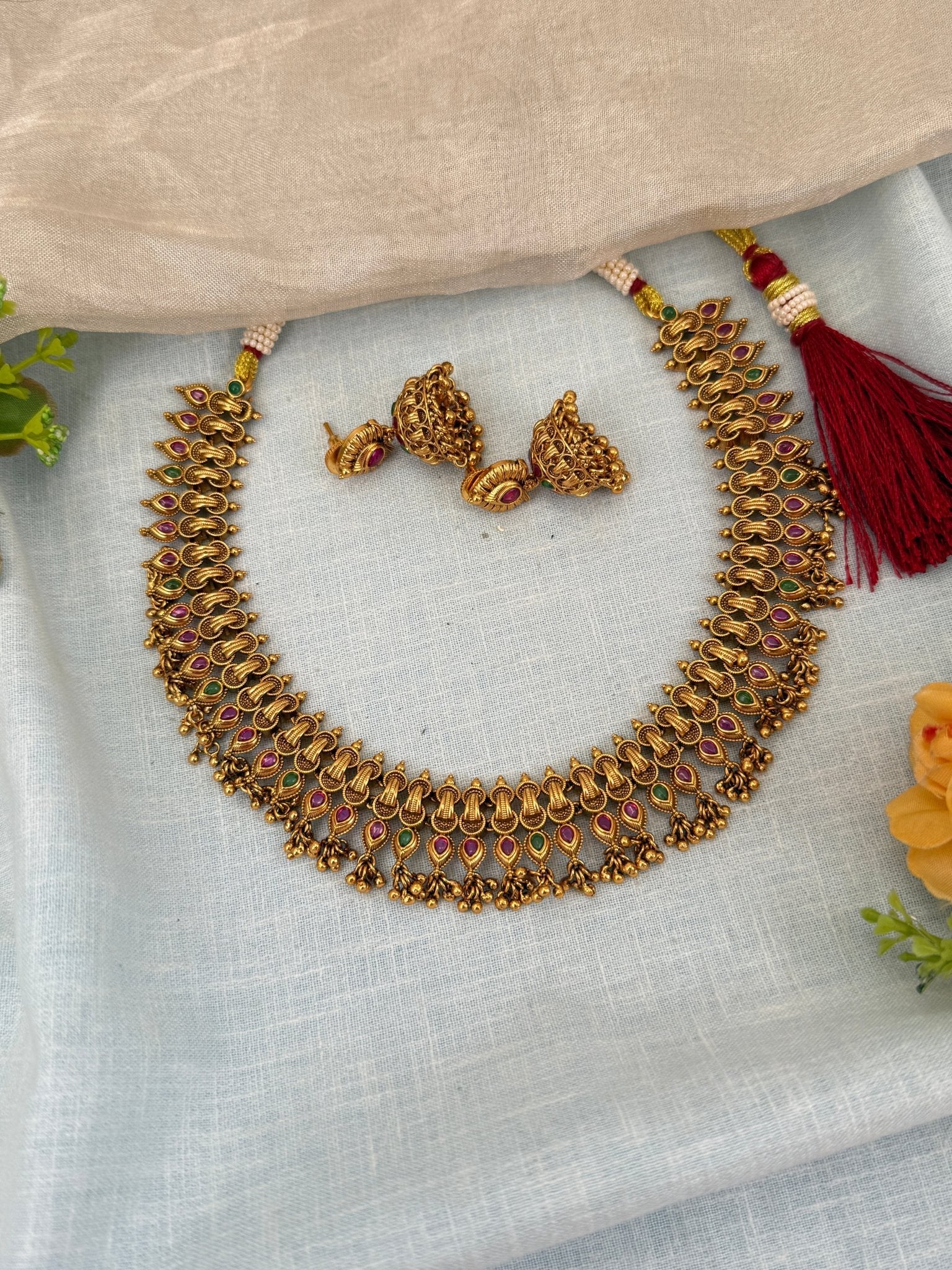 Royal Antique Short Necklace Set 0539 - Mahilas