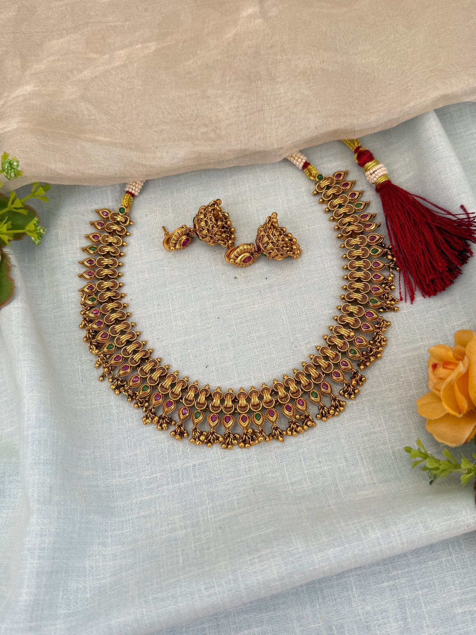 Royal Antique Short Necklace Set 0539 - Mahilas