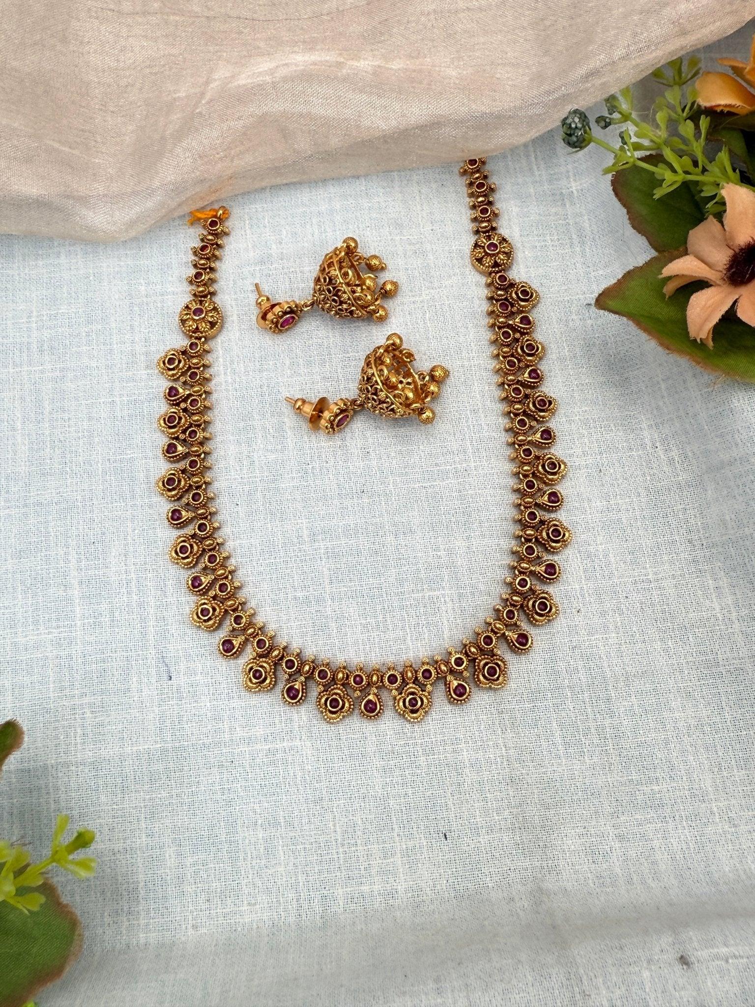 Royal Antique Simple Short Necklace Set 0226 - Mahilas