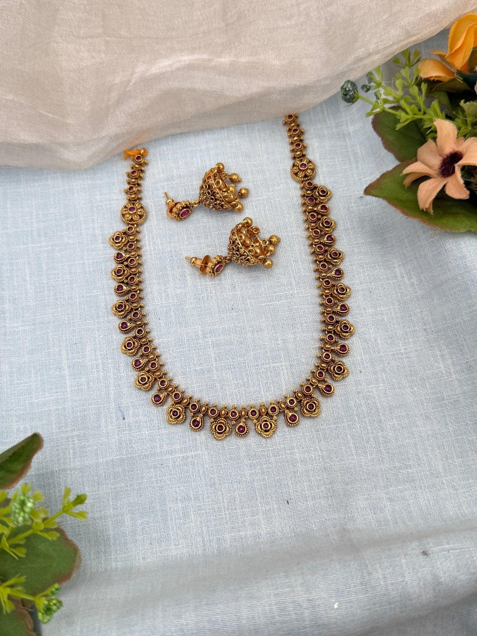 Royal Antique Simple Short Necklace Set 0226 - Mahilas