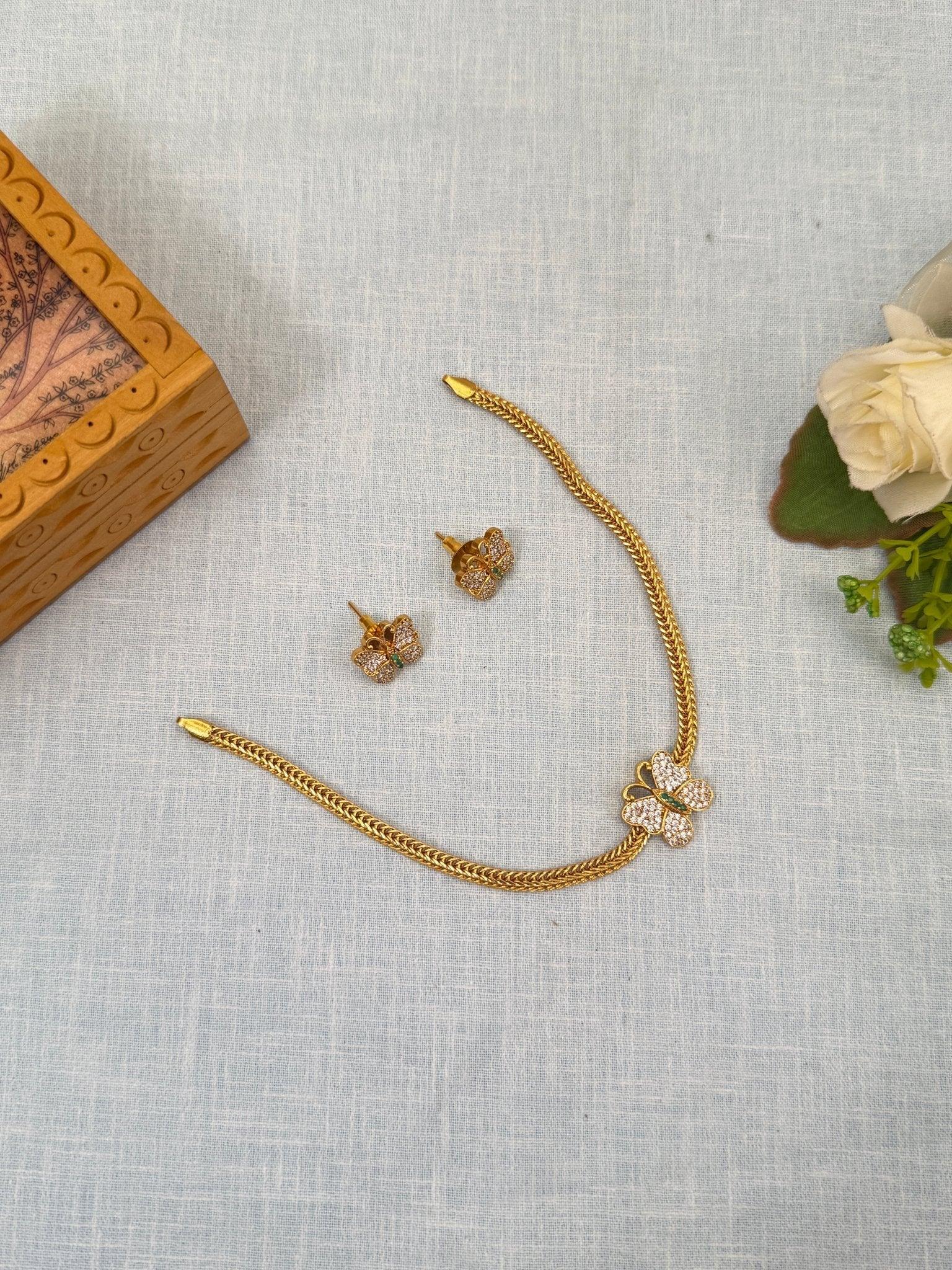 Royal Antique Simple Stone Necklace Set 771 - Mahilas