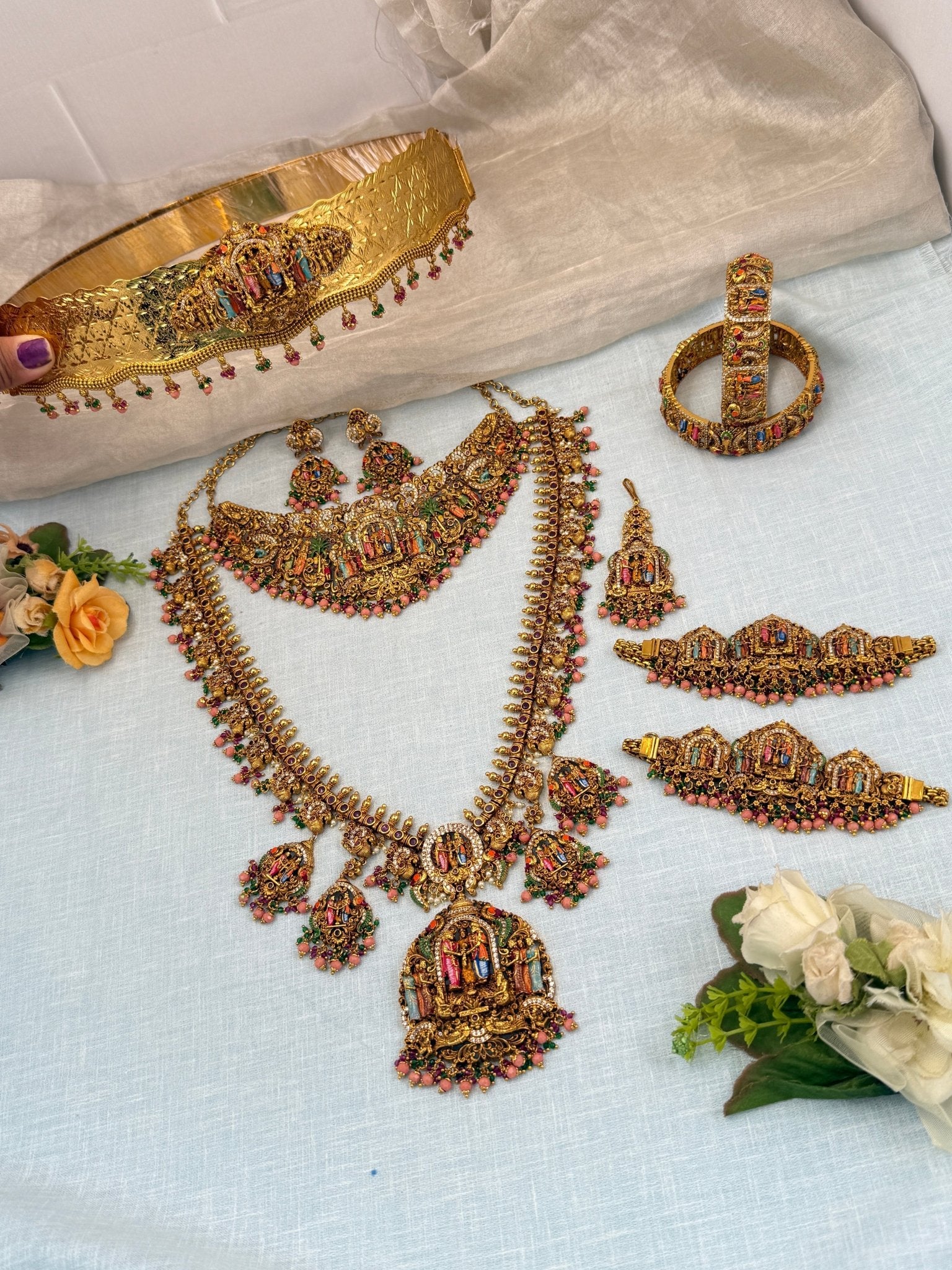 Royal Antique Srinivasa Kalyana Full Bridal Necklace Set 0574 - Mahilas