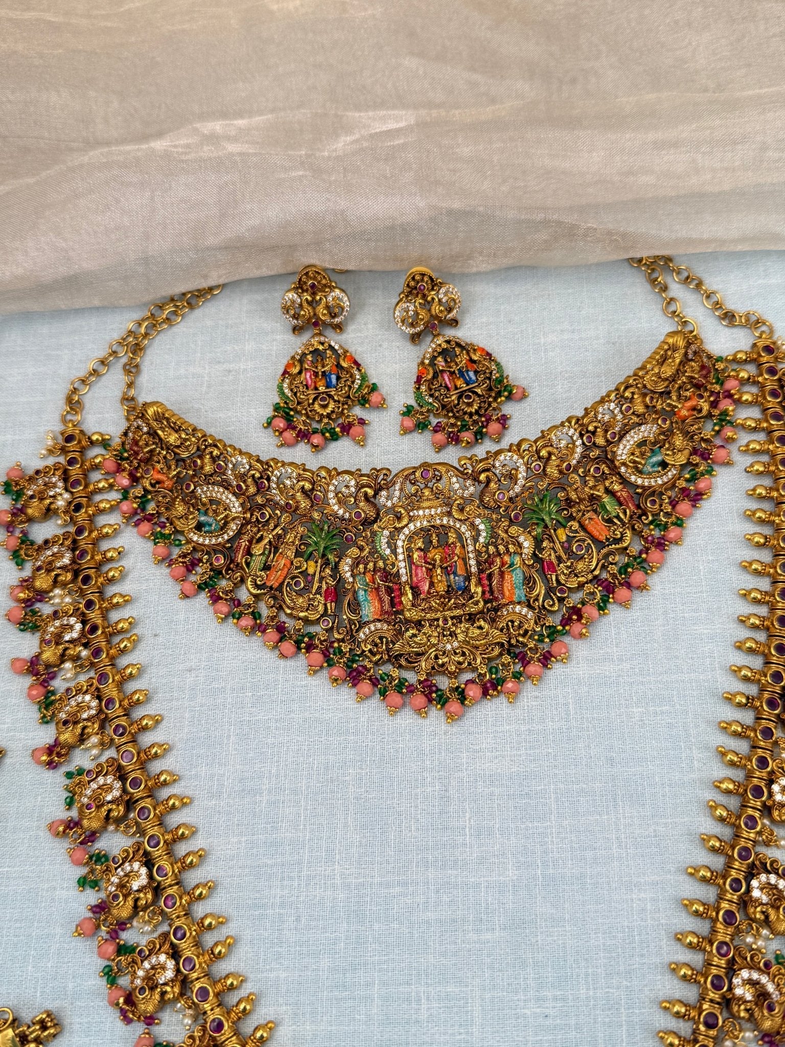Royal Antique Srinivasa Kalyana Full Bridal Necklace Set 0574 - Mahilas