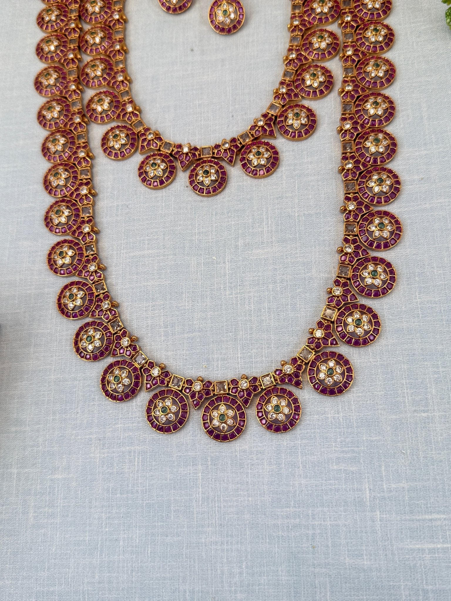 Royal Antique Stone Bottumala Bridal Necklace Set 0511 - Mahilas