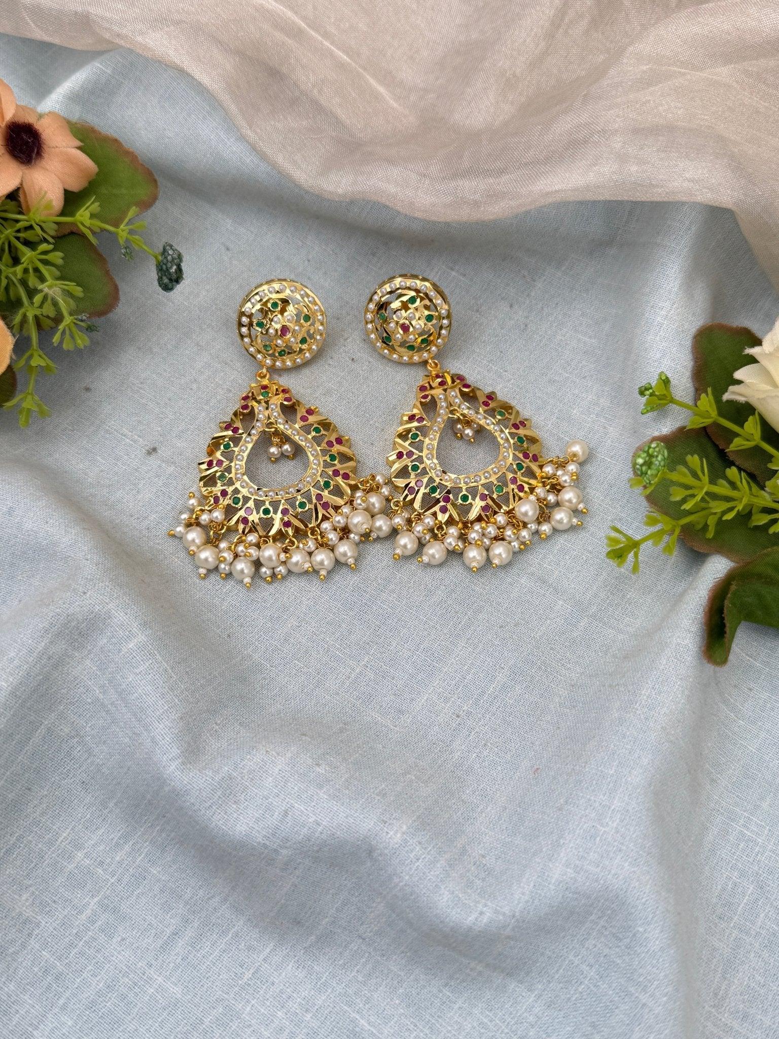 Royal Antique Stone Chandbali Earrings 0717 - Mahilas