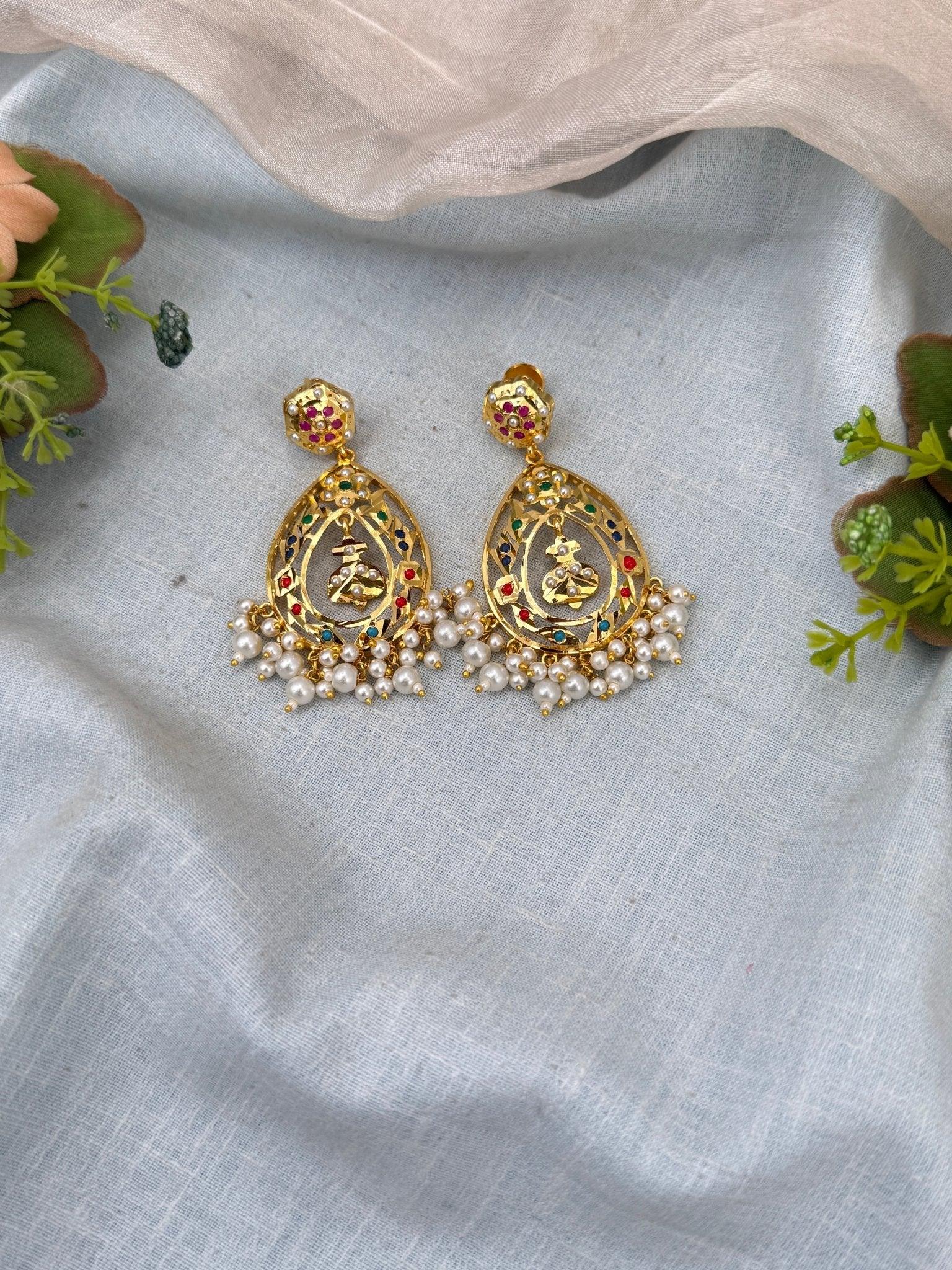 Royal Antique Stone Chandbali Earrings 0718 - Mahilas
