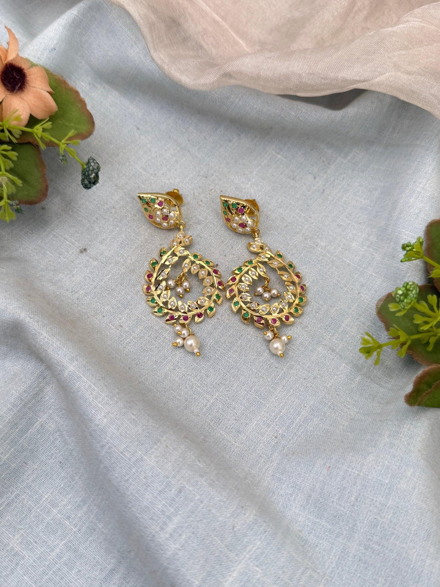 Royal Antique Stone Chandbali Earrings 0723 - Mahilas