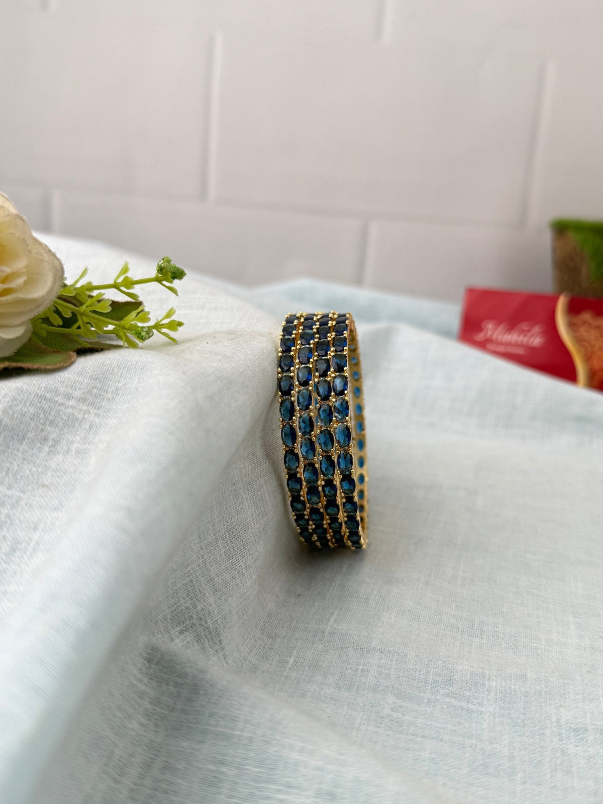 Royal Antique Stone Designer Bangles| Set Of 4| B0478 - Mahilas