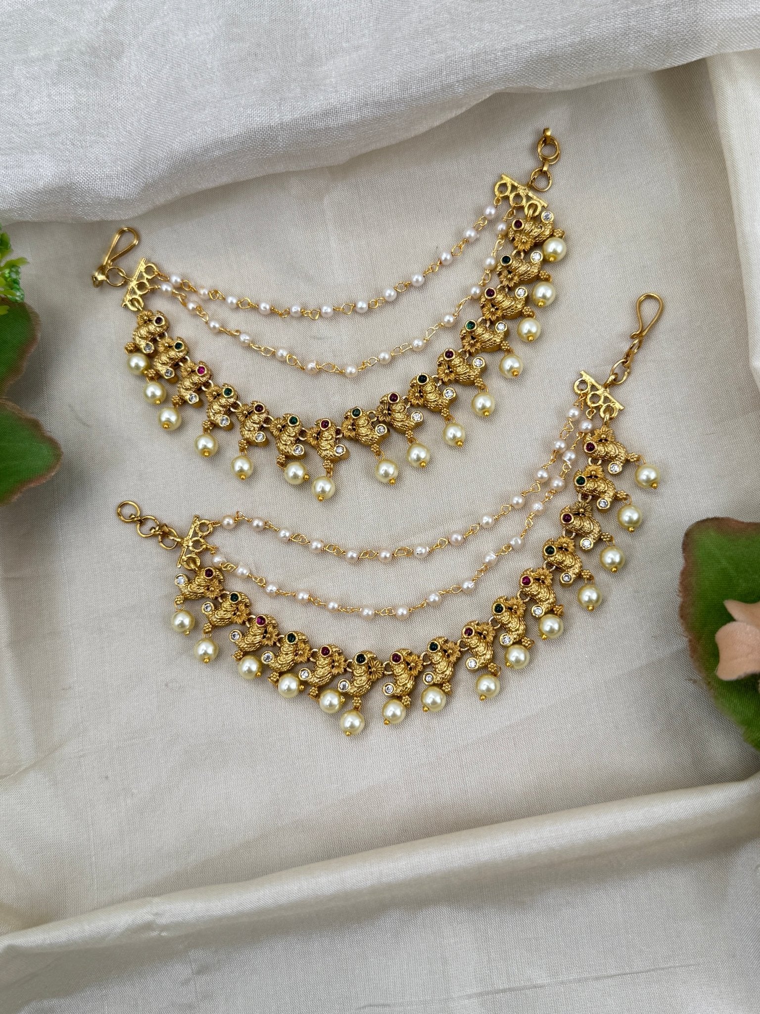 Royal Antique Stone Maatal Earchain 419 - Mahilas