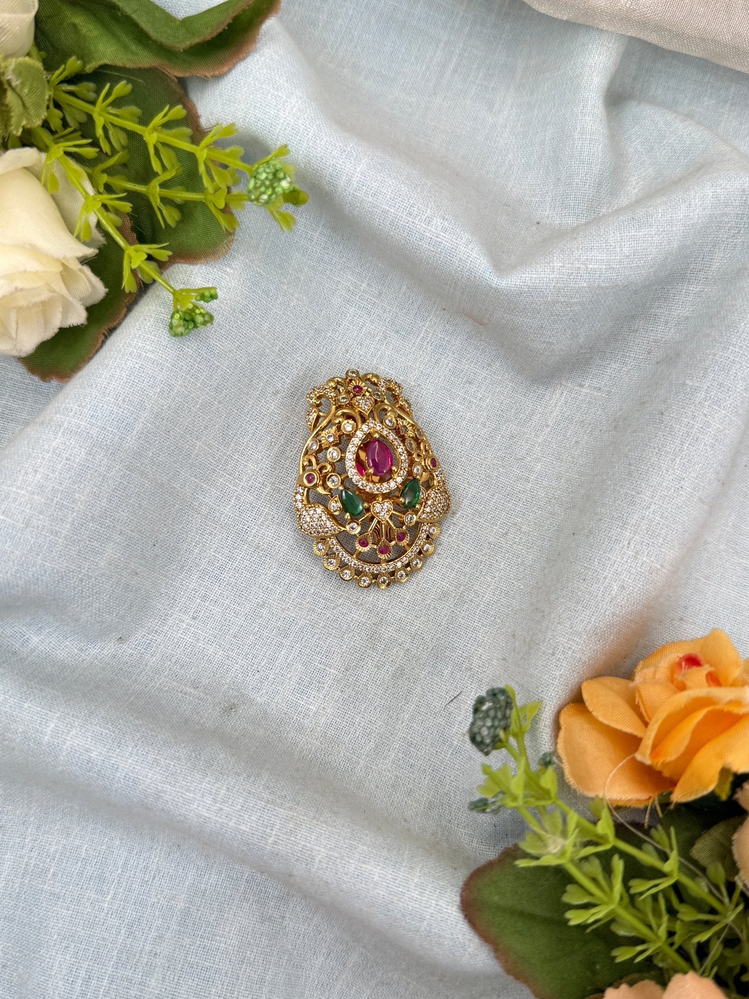 Royal Antique Stone Saree Pin Broach 2023 - Mahilas