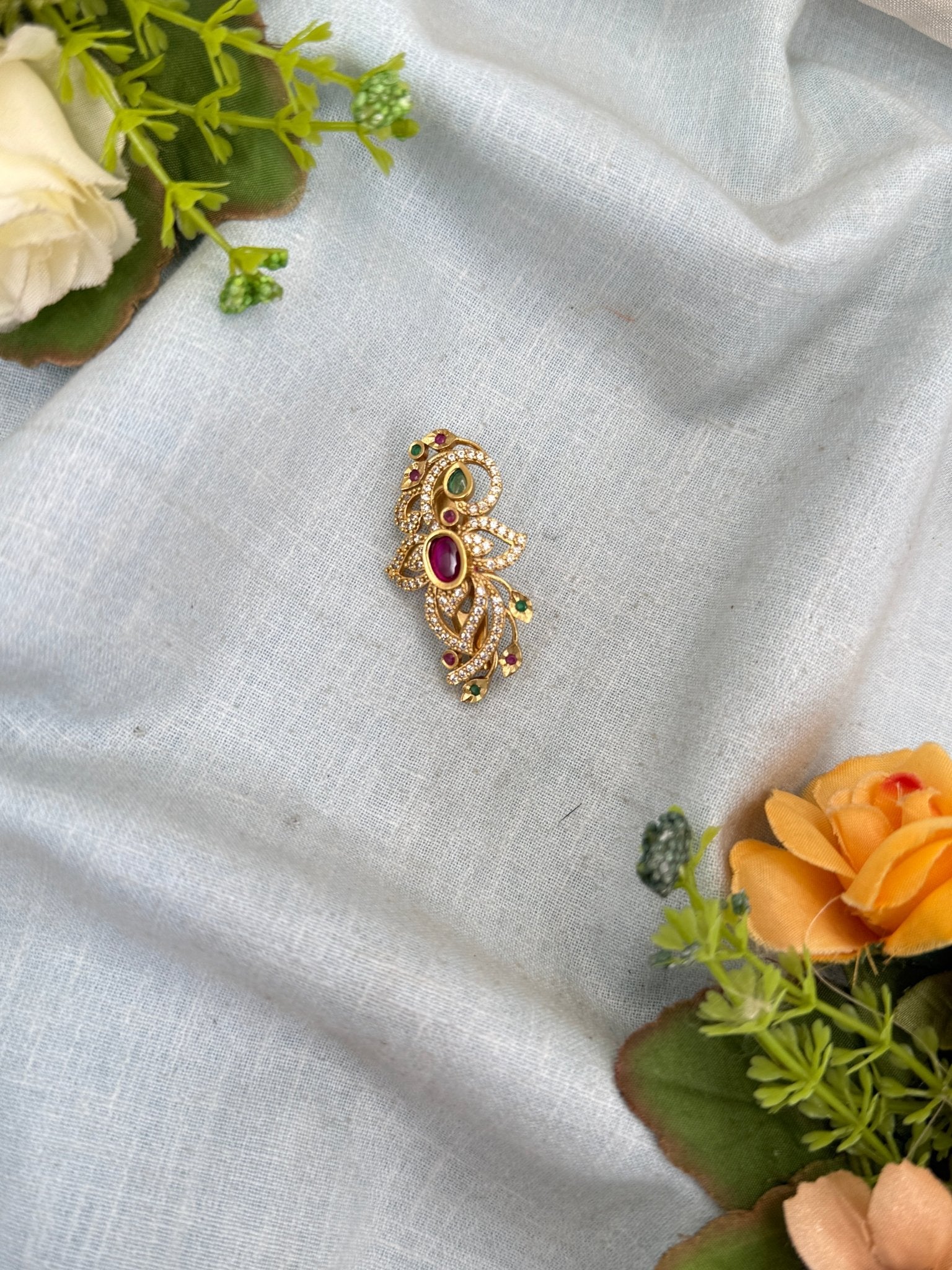 Royal Antique Stone Saree Pin Broach 2034 - Mahilas