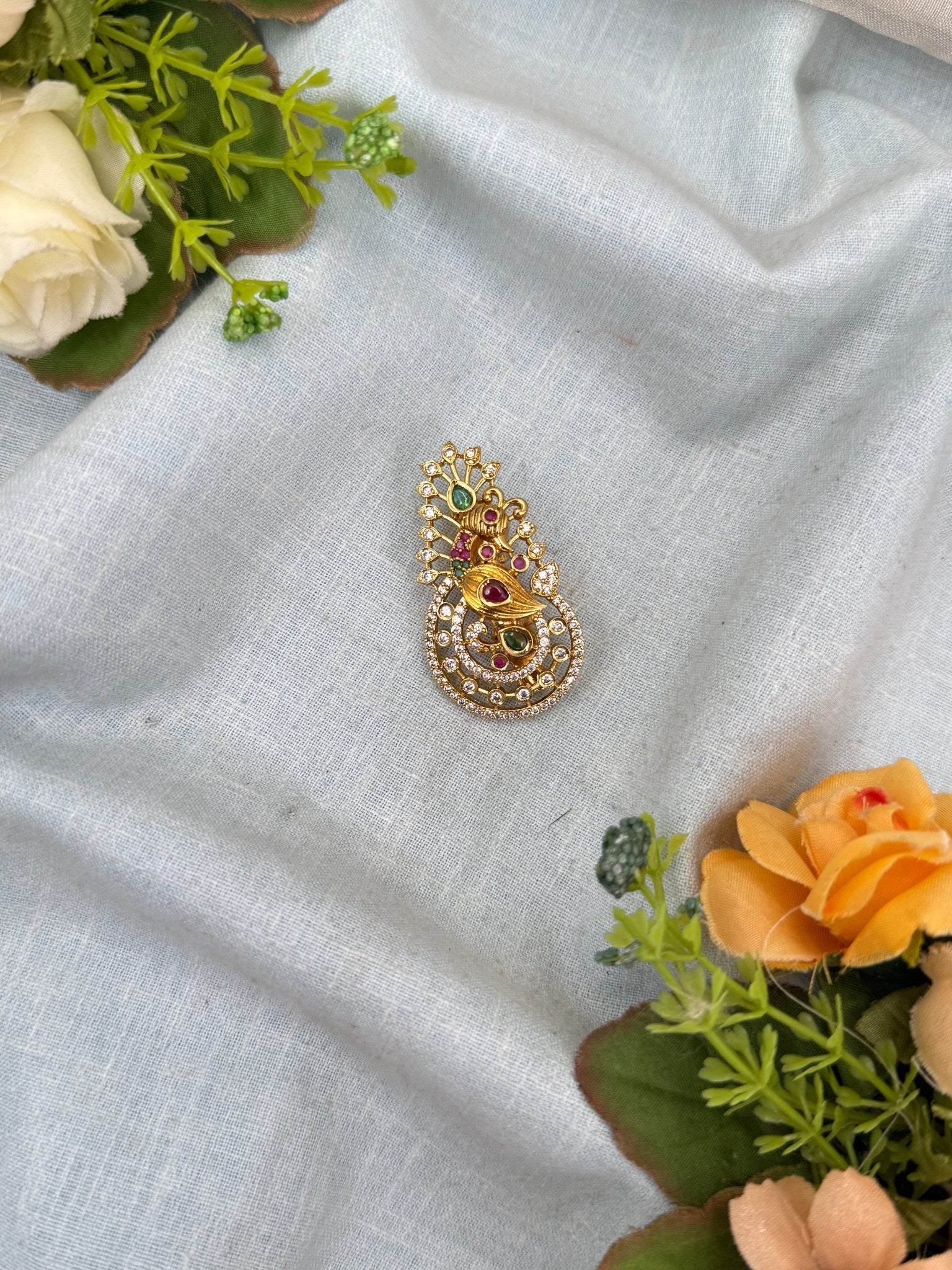 Royal Antique Stone Saree Pin Broach 2035 - Mahilas