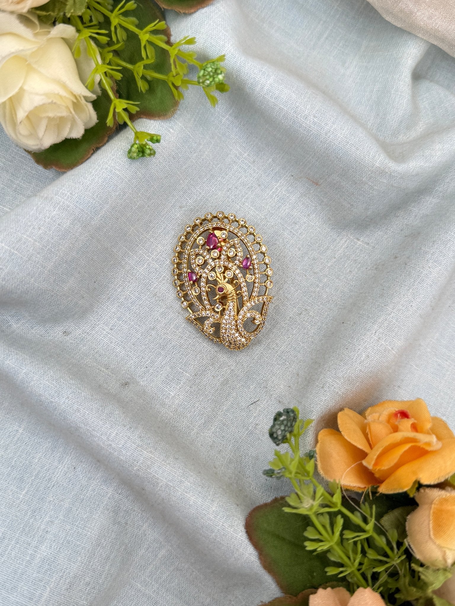 Royal Antique Stone Saree Pin Broach 2036 - Mahilas