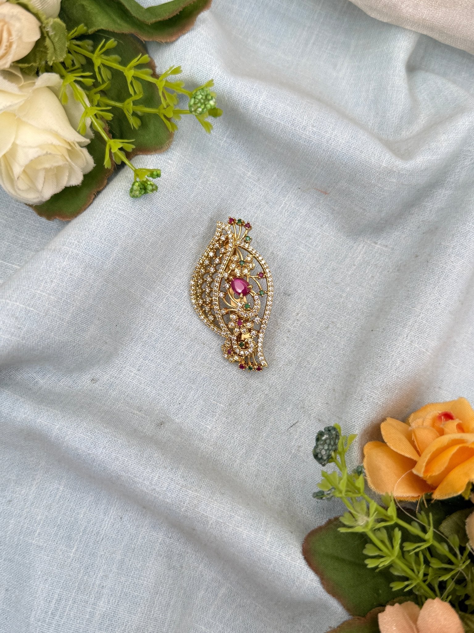 Royal Antique Stone Saree Pin Broach 2037 - Mahilas